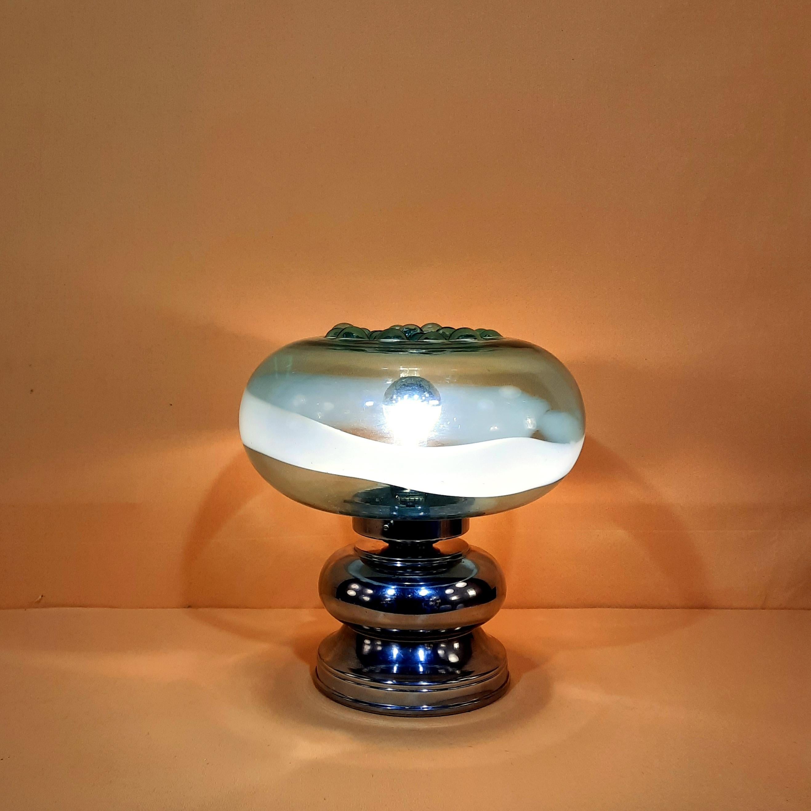 Italian Murano glass blown table lamp 1970 For Sale