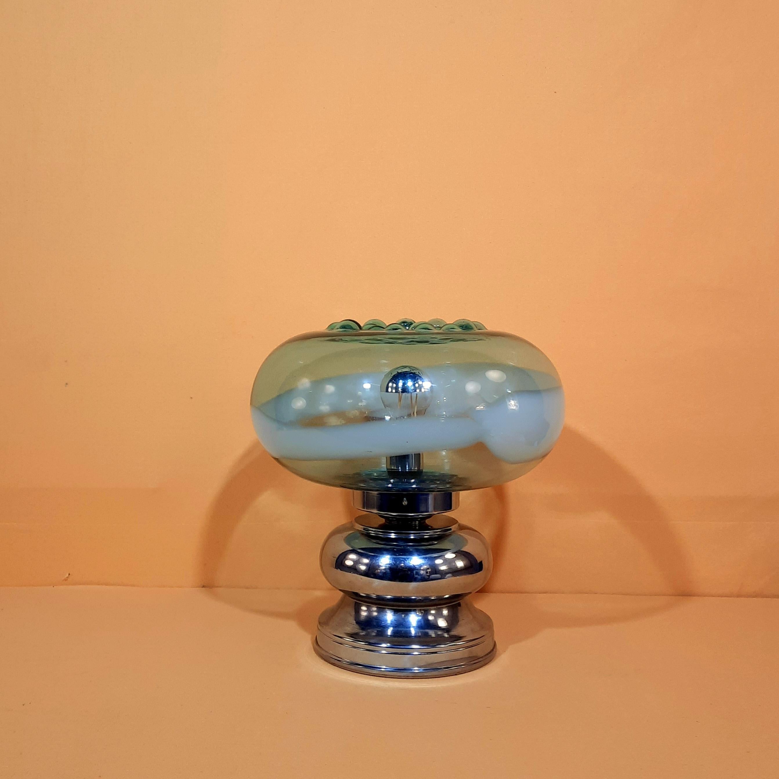 Lampe de table soufflée en verre de Murano 1970 Bon état - En vente à Saint-Ouen-sur-Seine, FR