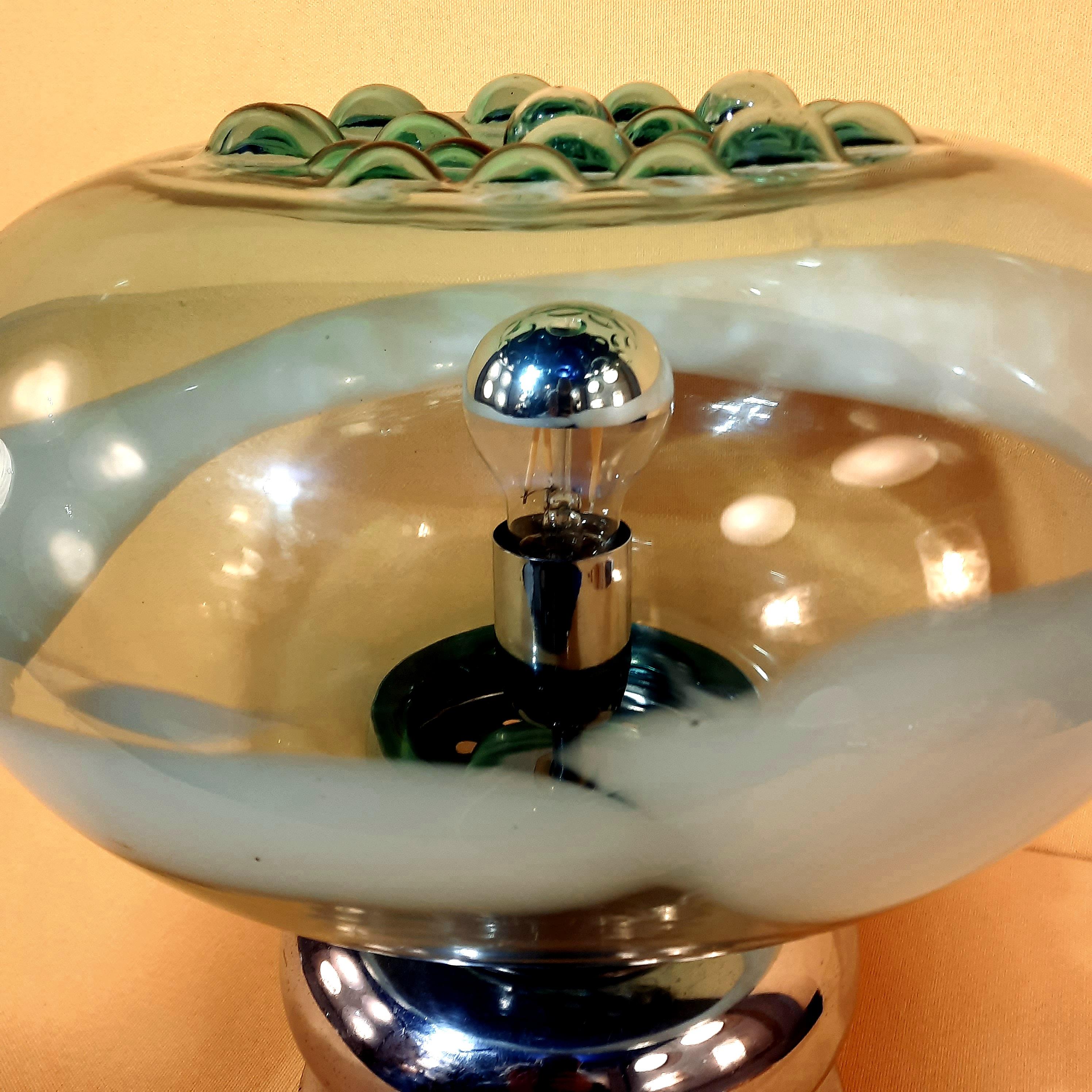 Late 20th Century Murano glass blown table lamp 1970 For Sale