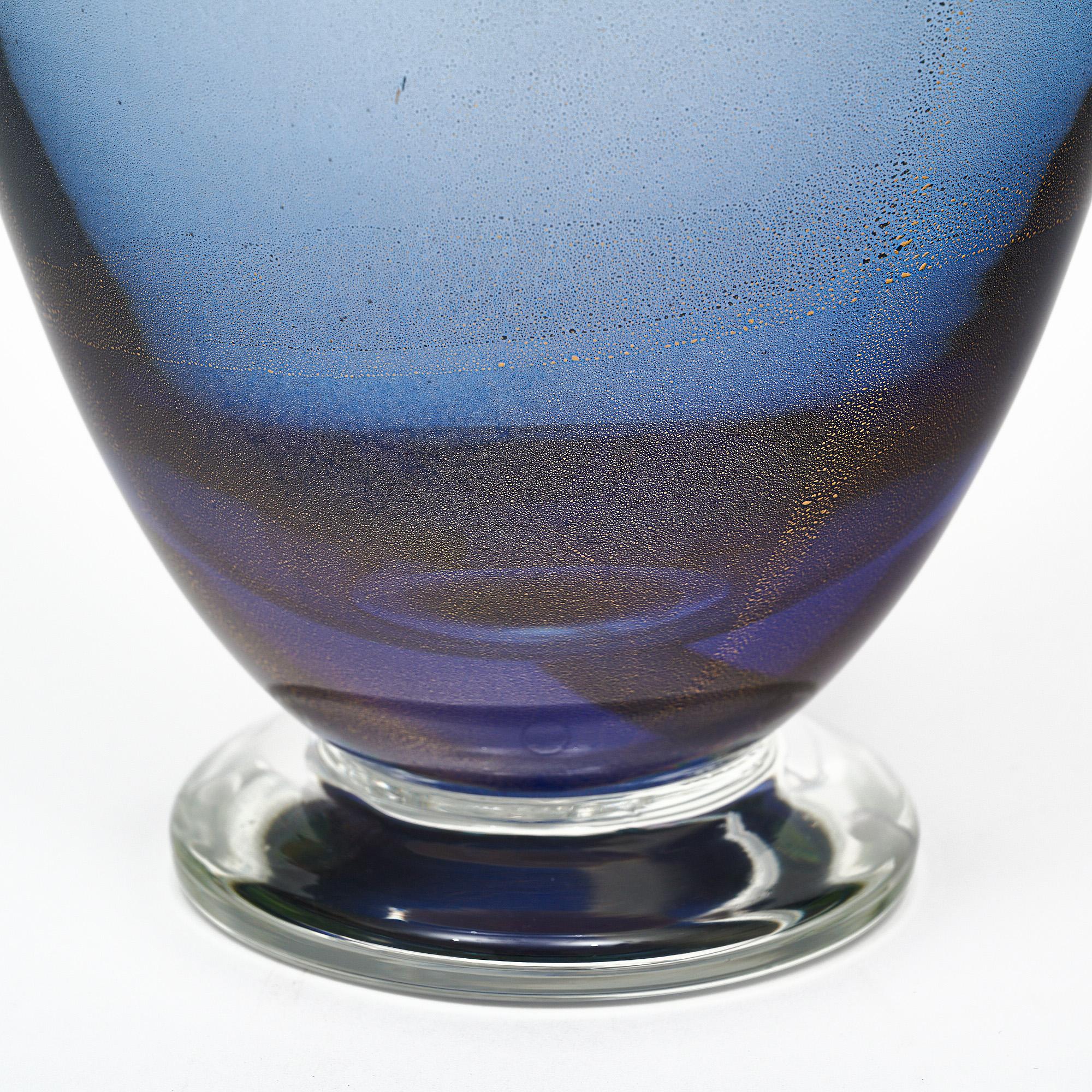 Murano Glass Blue and Avventurina Lamps For Sale 1