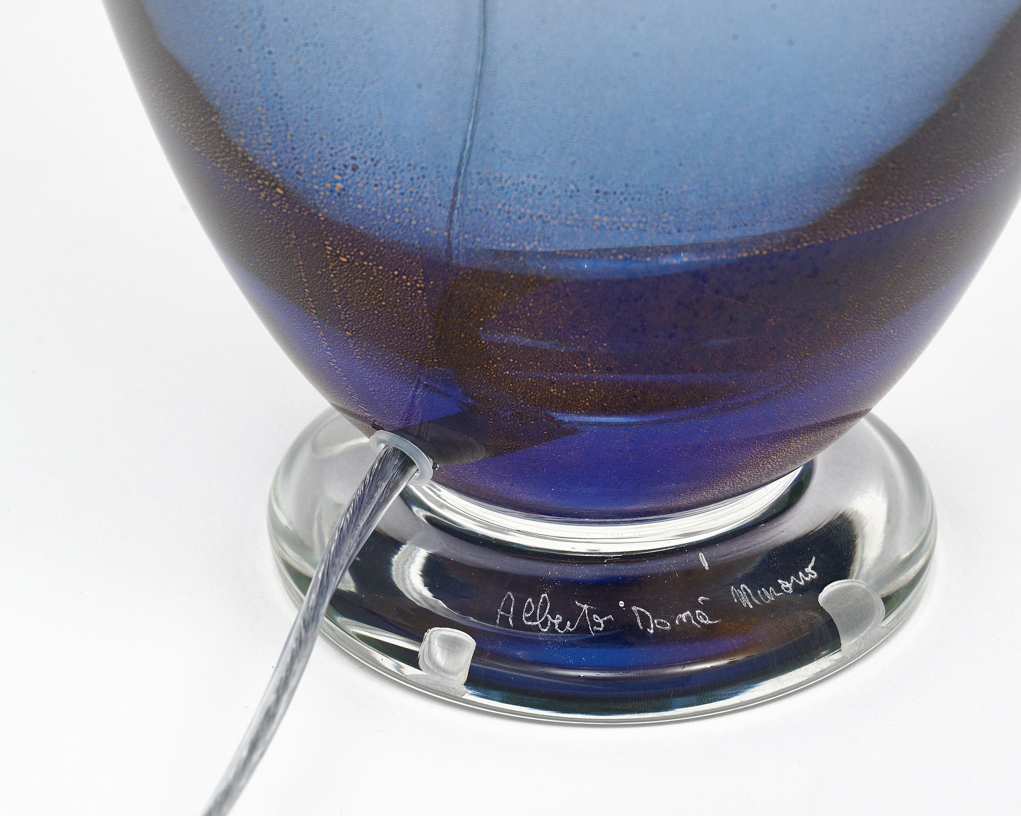 Murano Glass Blue and Avventurina Lamps For Sale 2