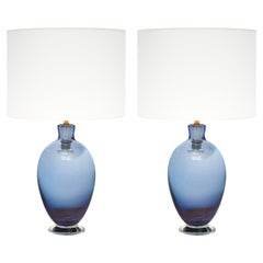 Murano Glass Blue and Avventurina Lamps