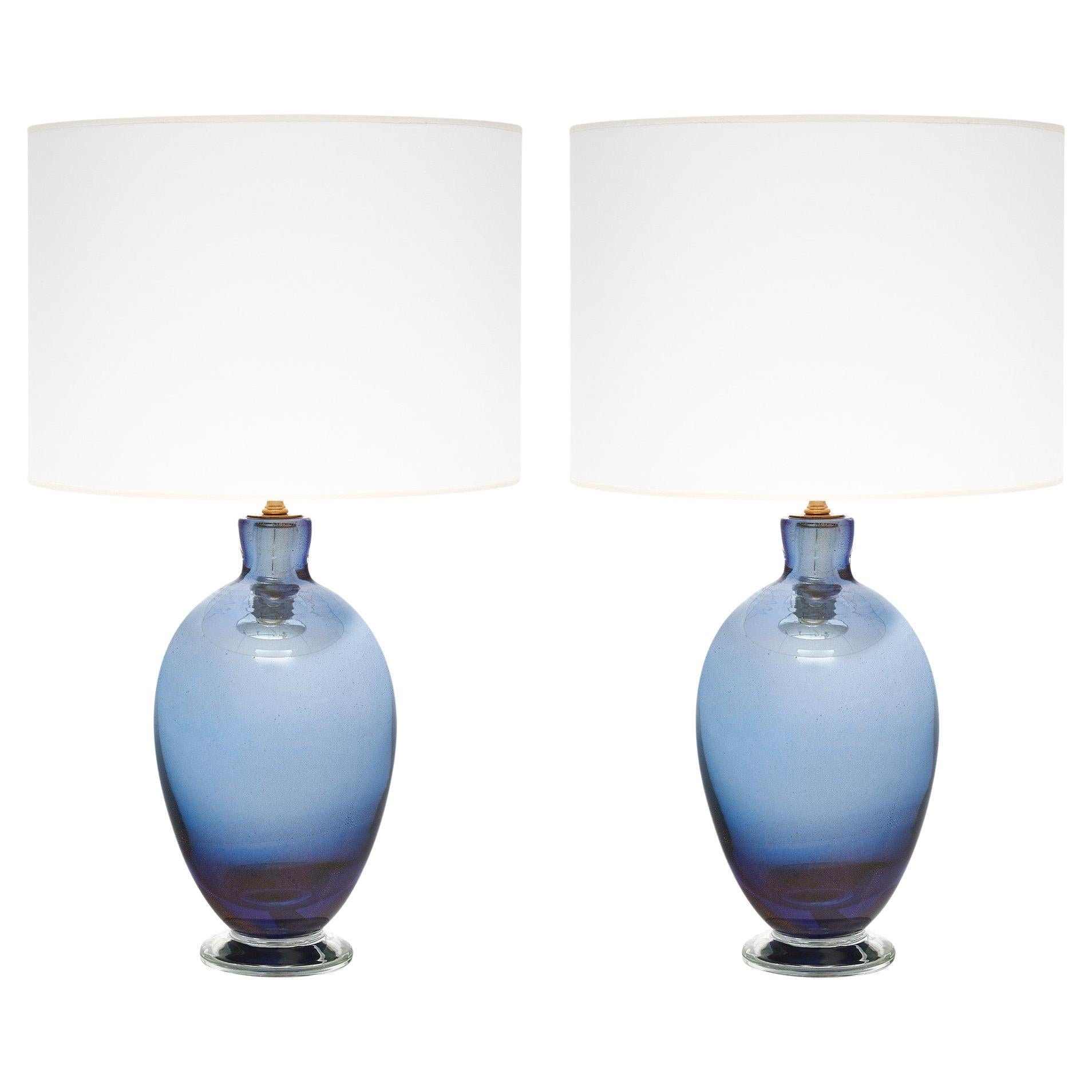 Murano Glass Blue and Avventurina Lamps