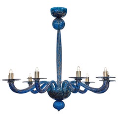 Murano Glass Blue and Copper Chandelier