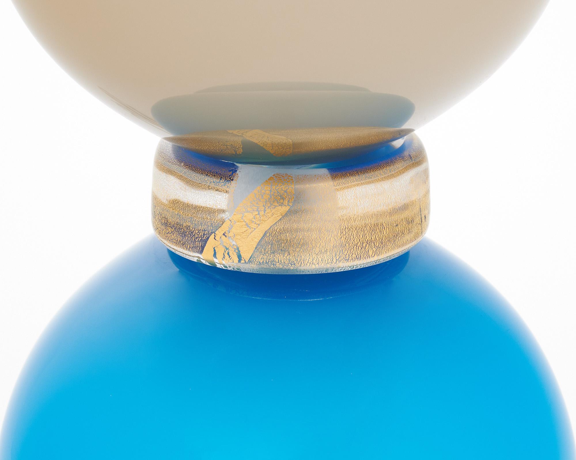 Italian Murano Glass Blue and Gray Lamps For Sale