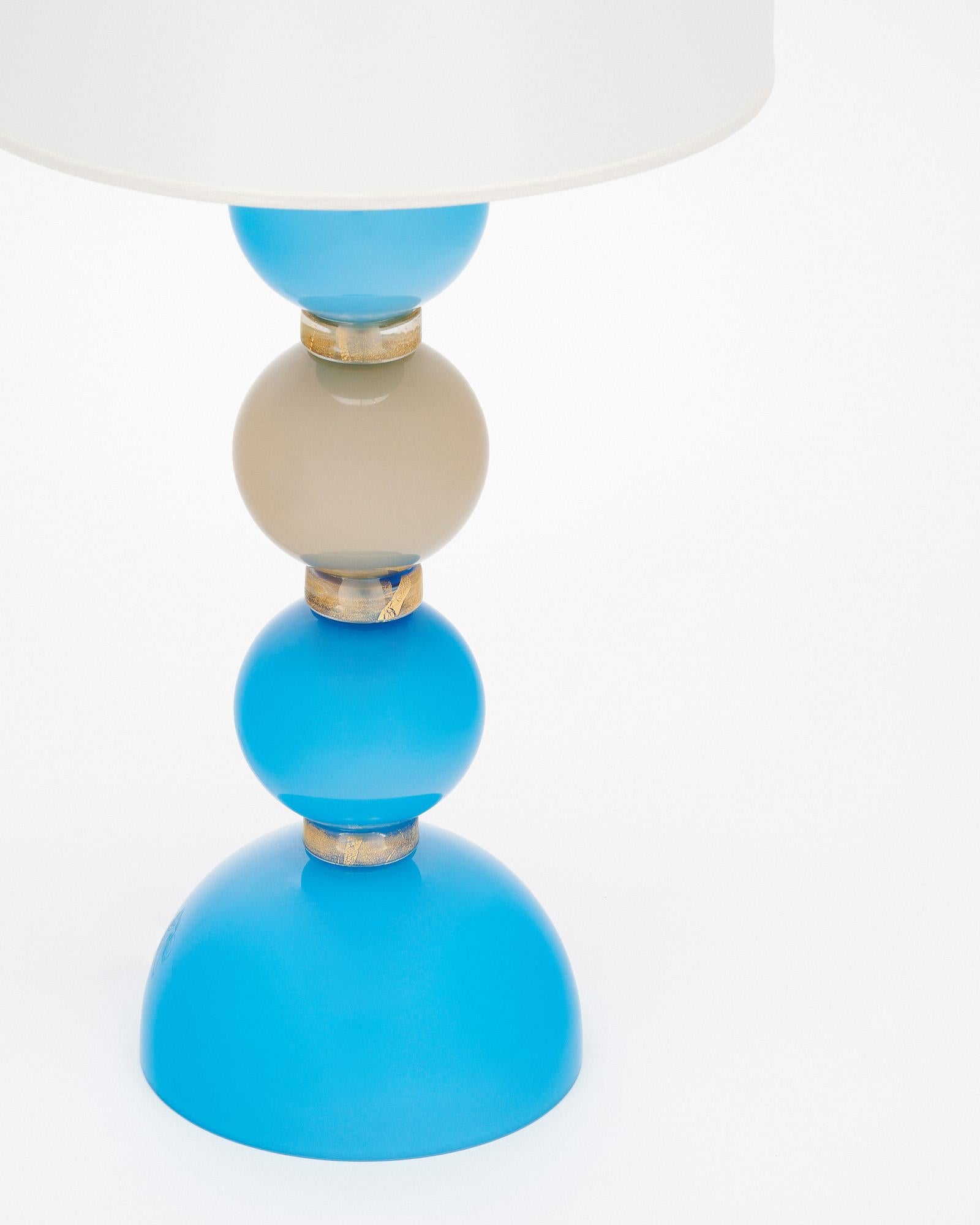Murano Glass Blue and Gray Lamps In New Condition For Sale In Austin, TX