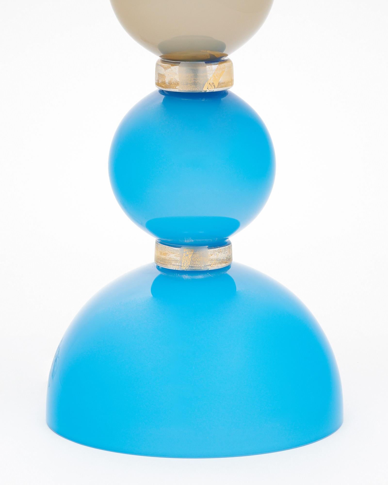 Contemporary Murano Glass Blue and Gray Lamps For Sale