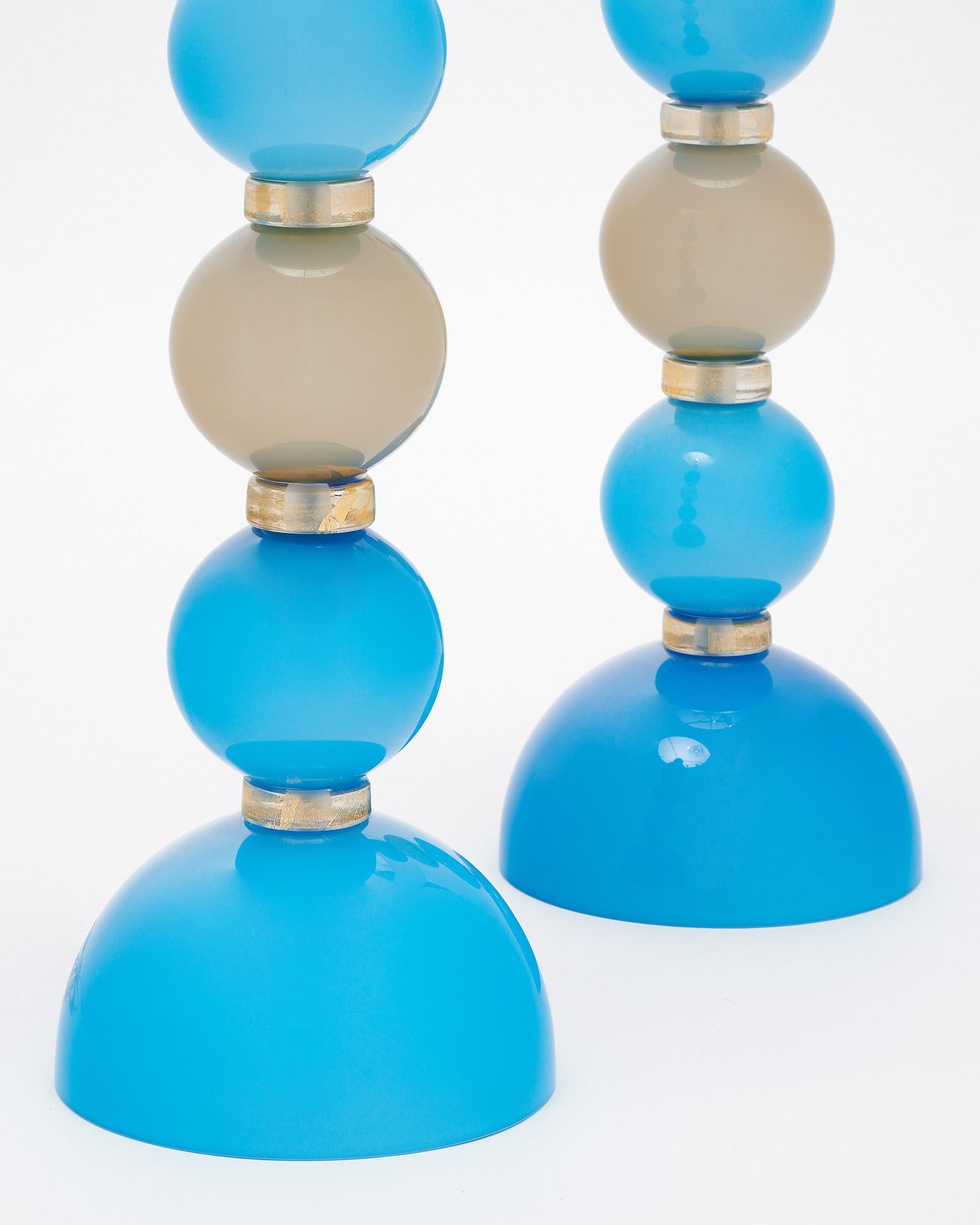 Murano Glass Blue and Gray Lamps For Sale 1