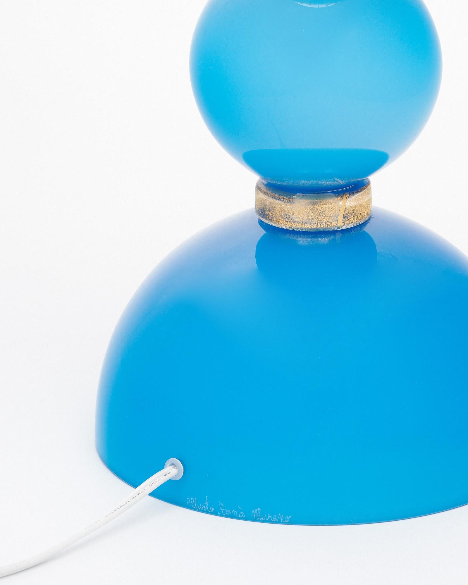 Murano Glass Blue and Gray Lamps For Sale 3