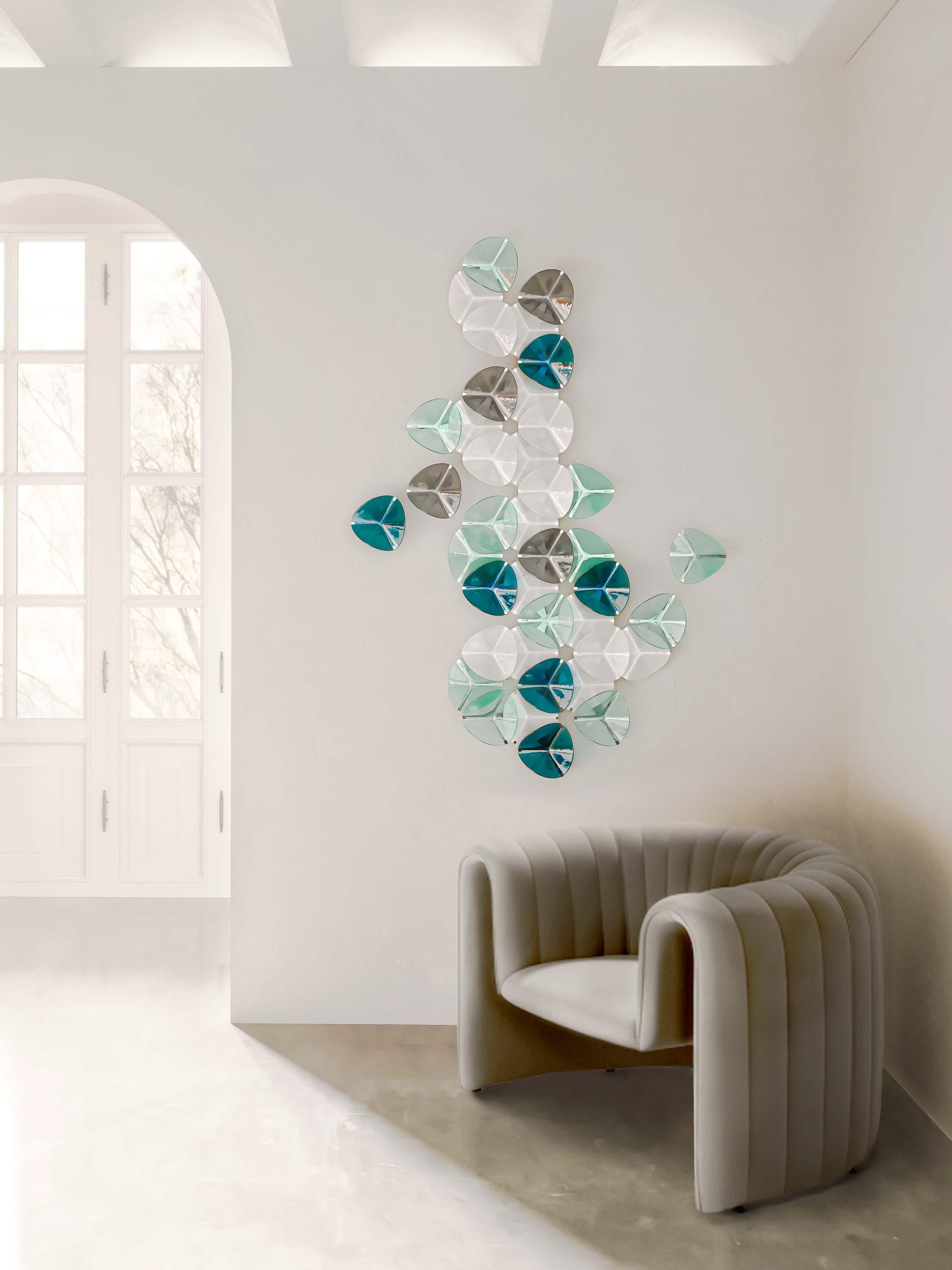 Moulé Appliques murales en mosaïque bleue et verte en verre de Murano faites à la main en Espagne en vente