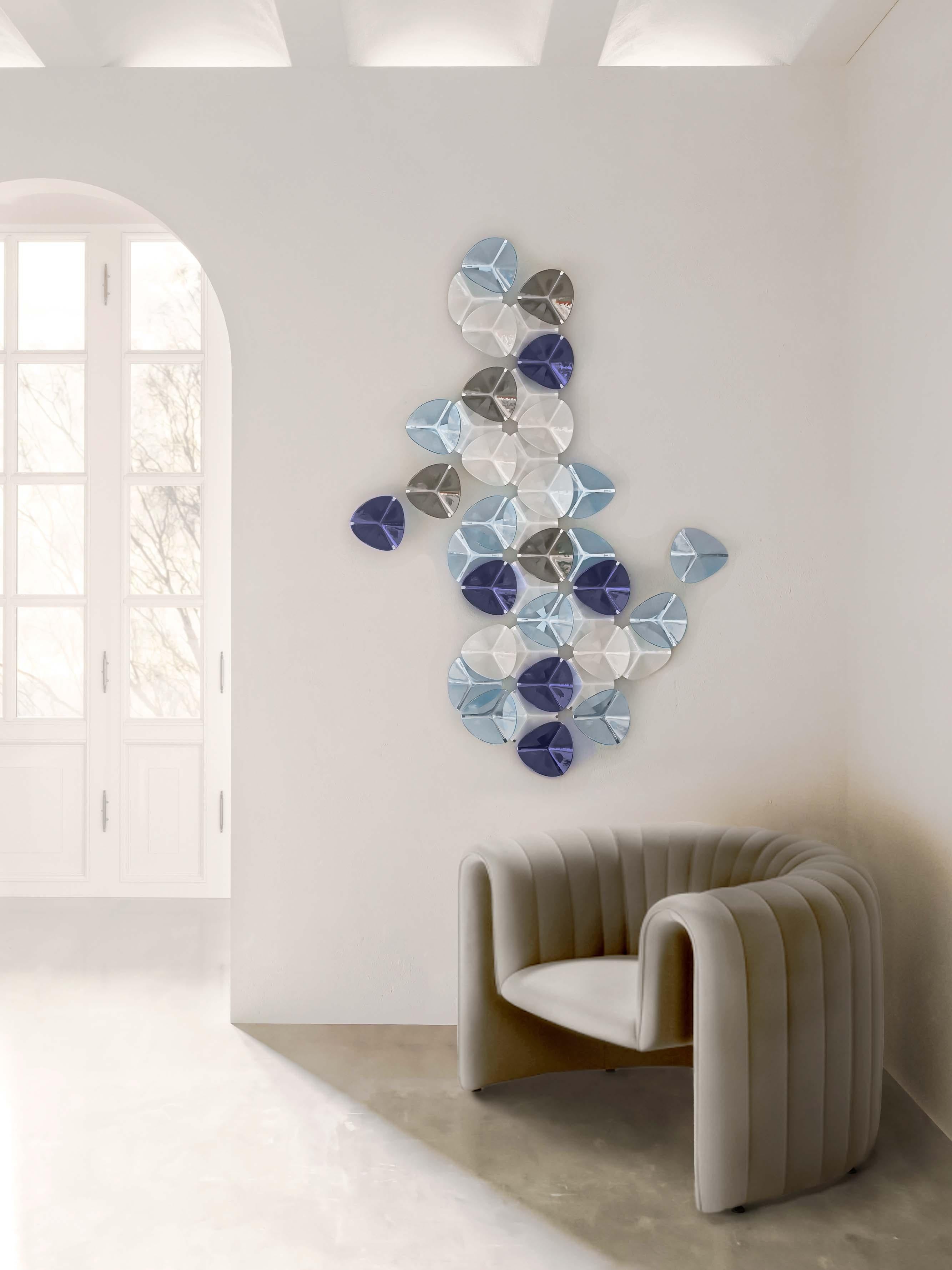XXIe siècle et contemporain Appliques murales en mosaïque bleue et verte en verre de Murano faites à la main en Espagne en vente