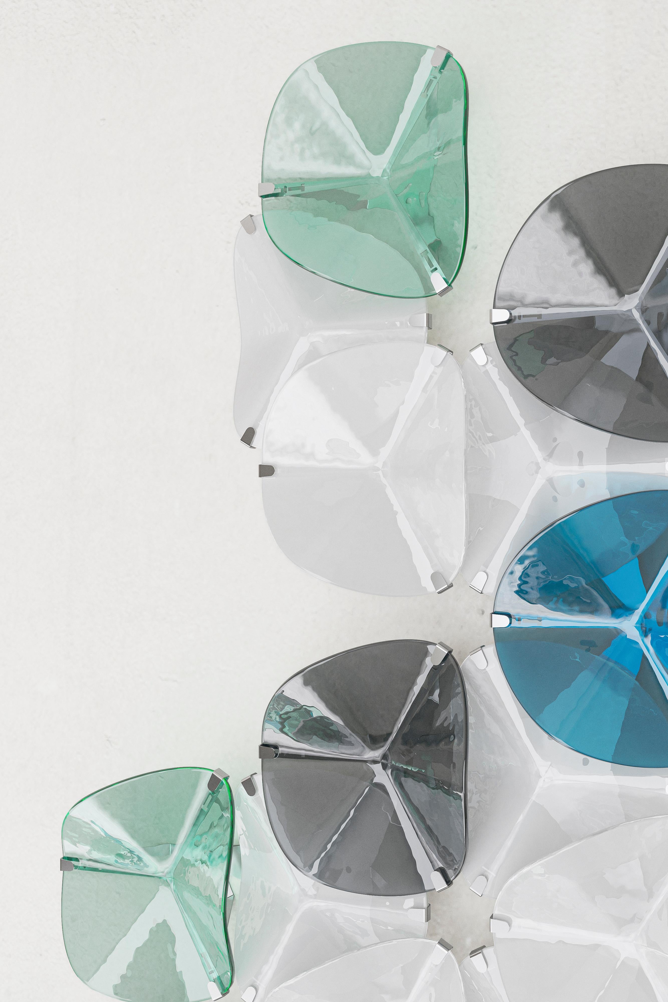 Acier inoxydable Appliques murales en mosaïque bleue et verte en verre de Murano faites à la main en Espagne en vente