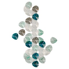 Applique a mosaico in vetro di Murano blu e verde realizzate a mano in Spagna