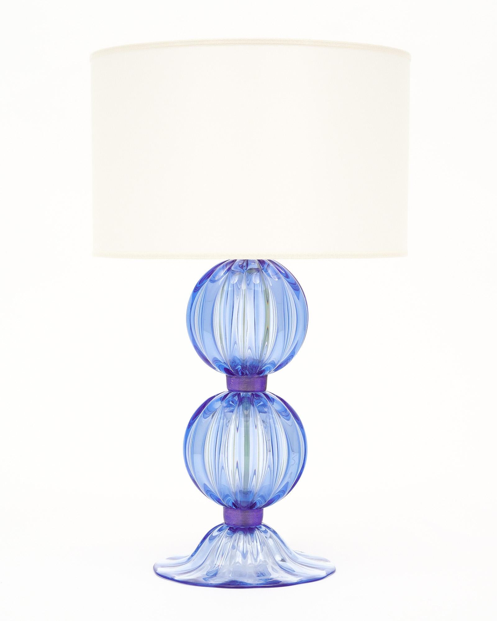 Mid-Century Modern Murano Glass Blue and Purple Lamps