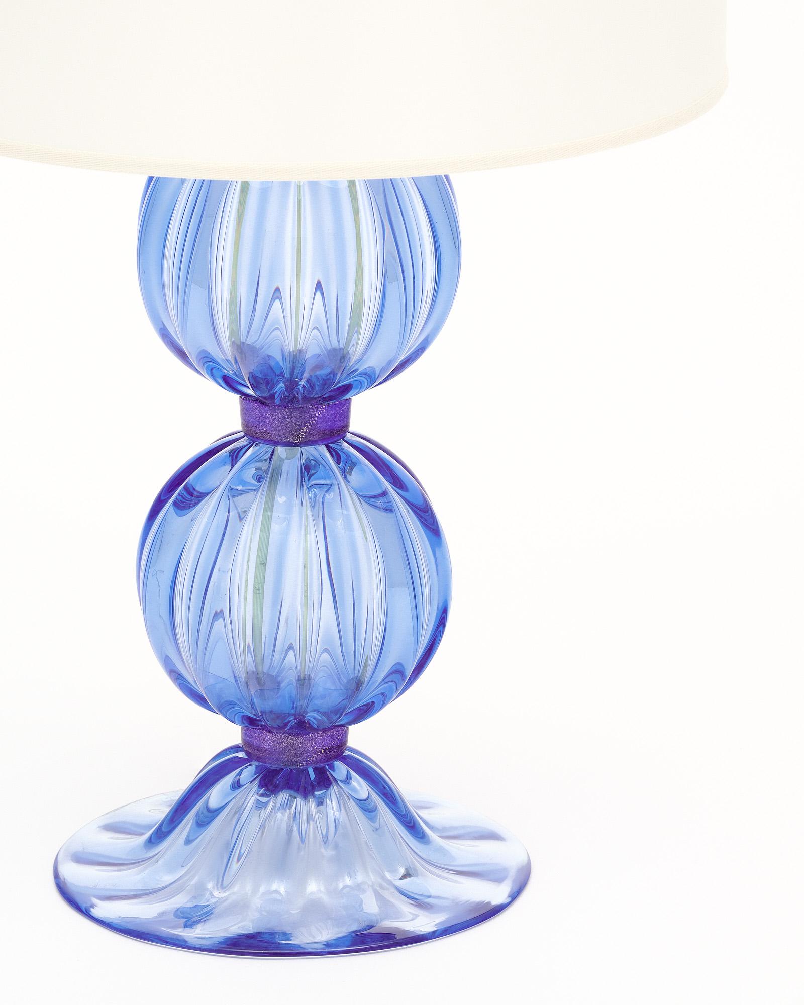 Italian Murano Glass Blue and Purple Lamps