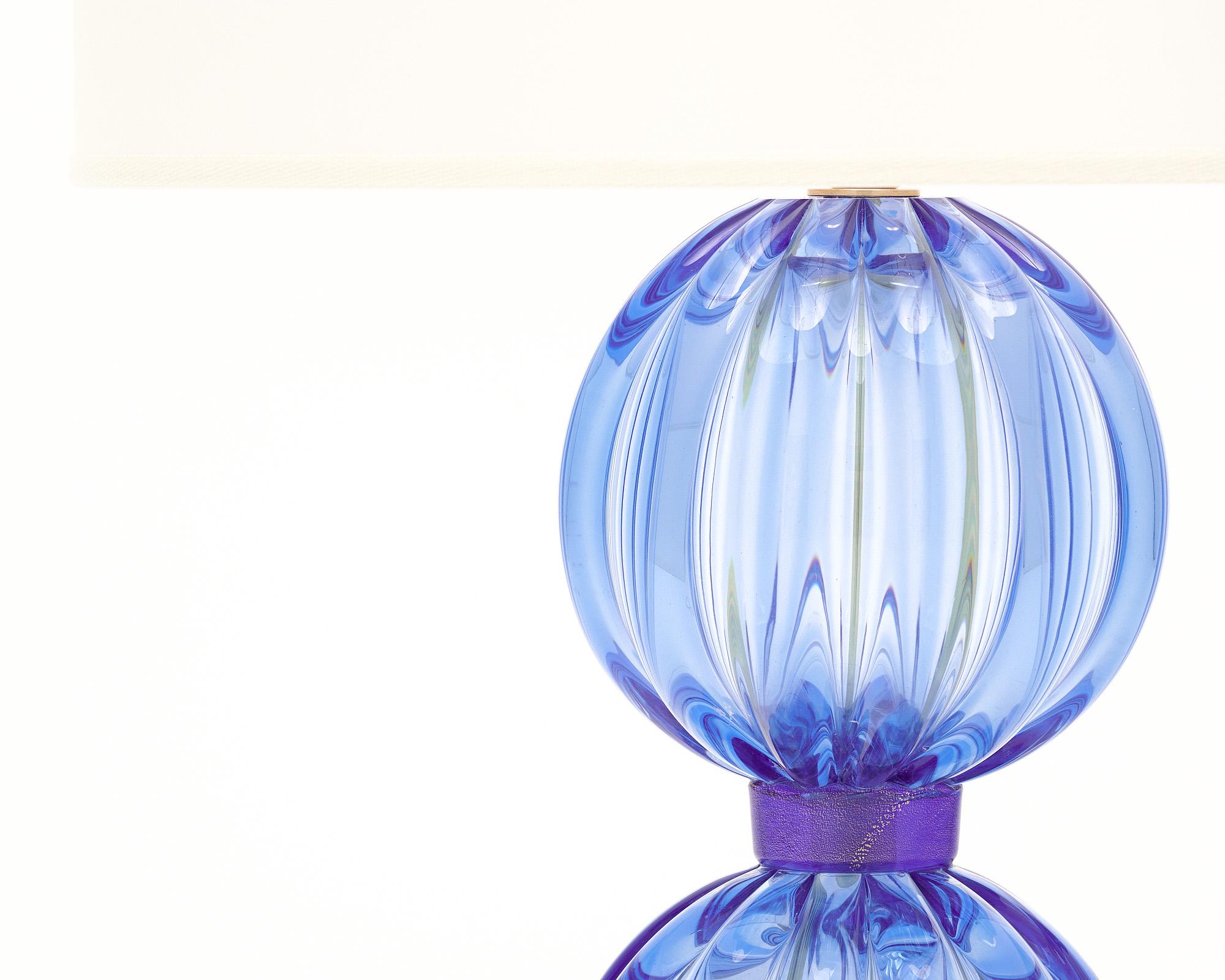 Murano Glass Blue and Purple Lamps In Good Condition In Austin, TX