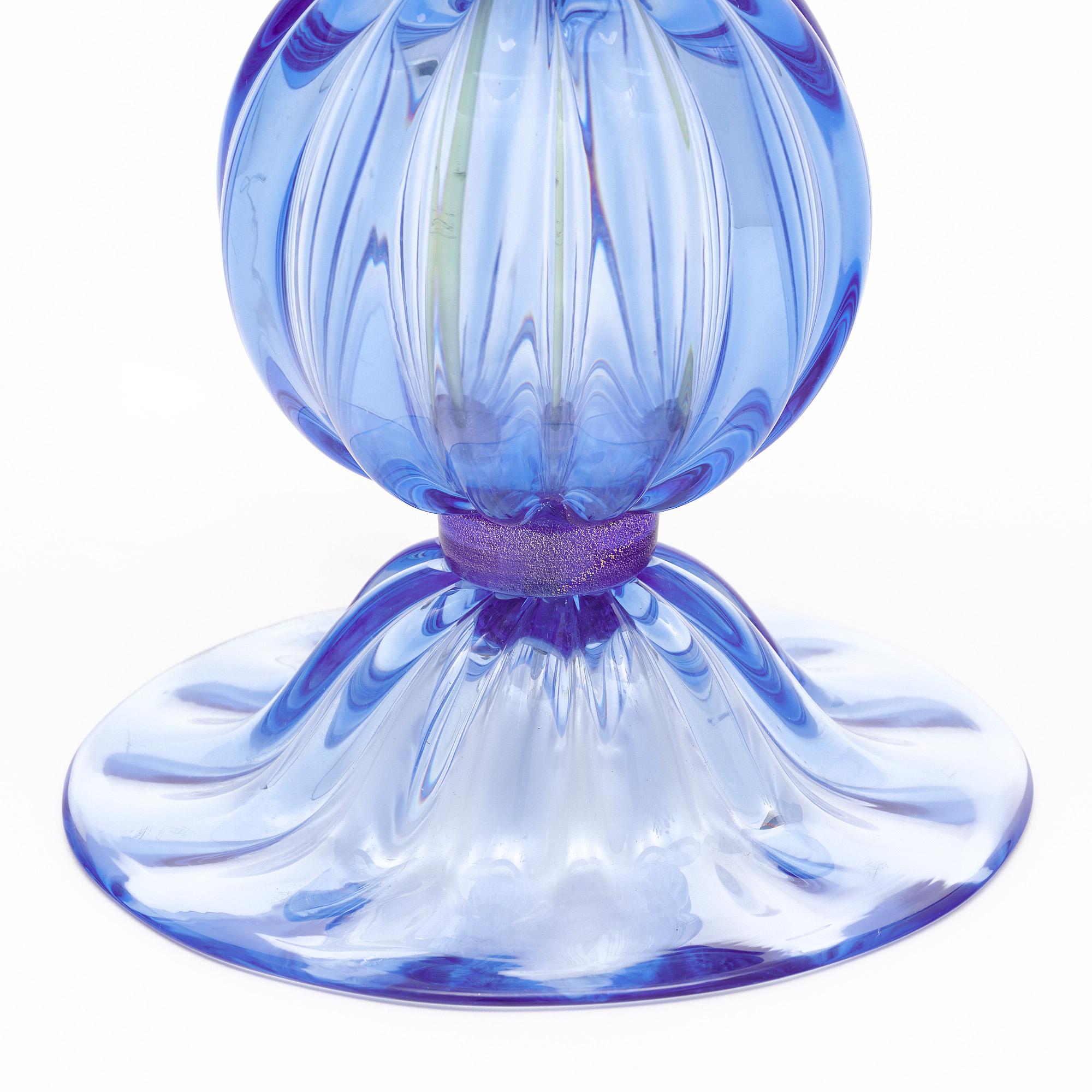 Contemporary Murano Glass Blue and Purple Lamps