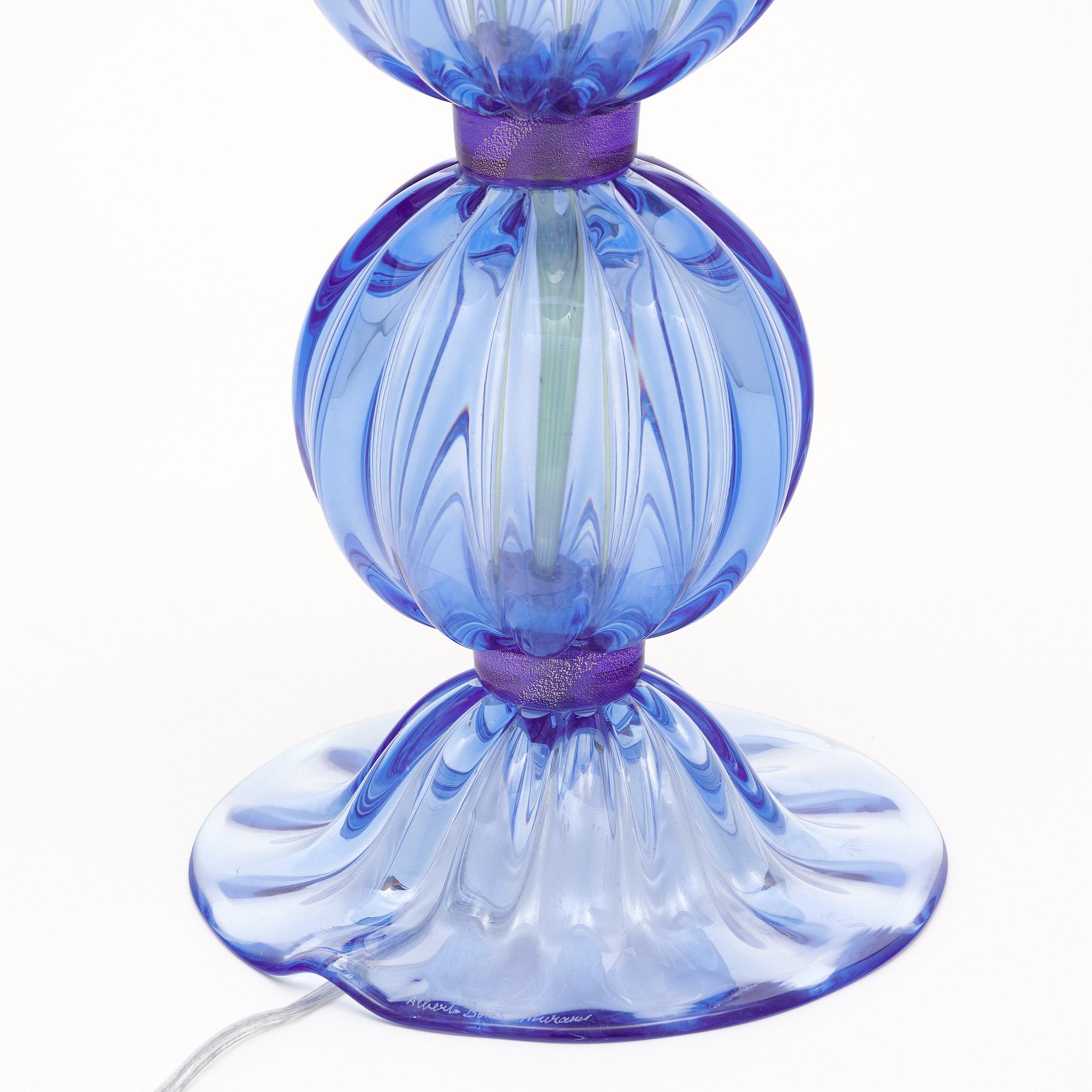 Murano Glass Blue and Purple Lamps 3