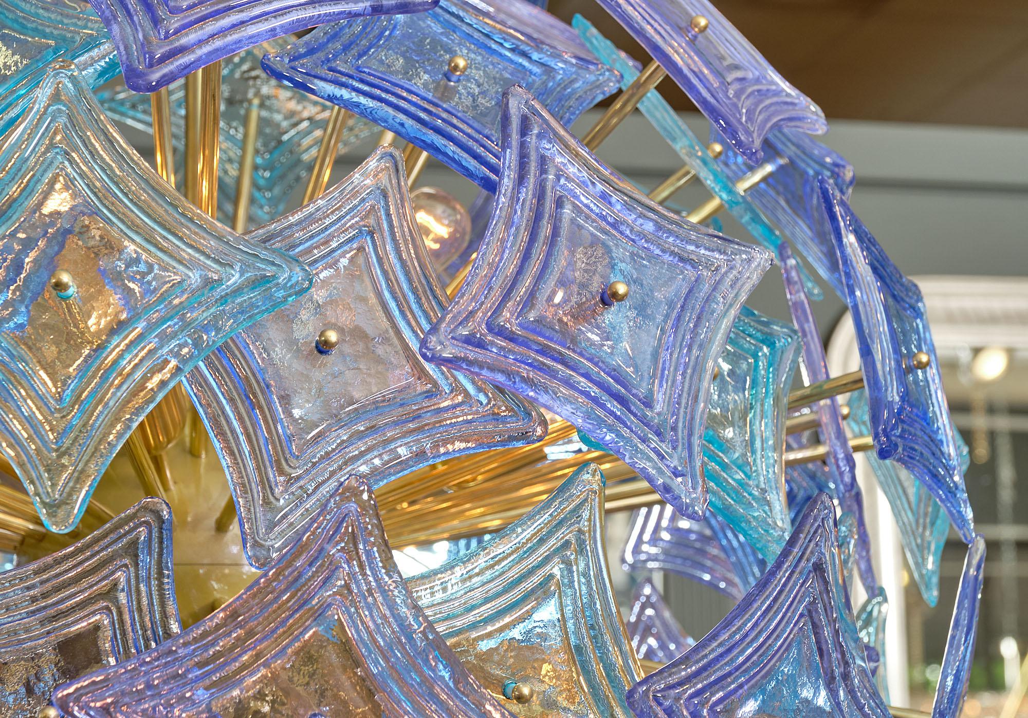 Contemporary Murano Glass Blue and Purple Sputnik For Sale