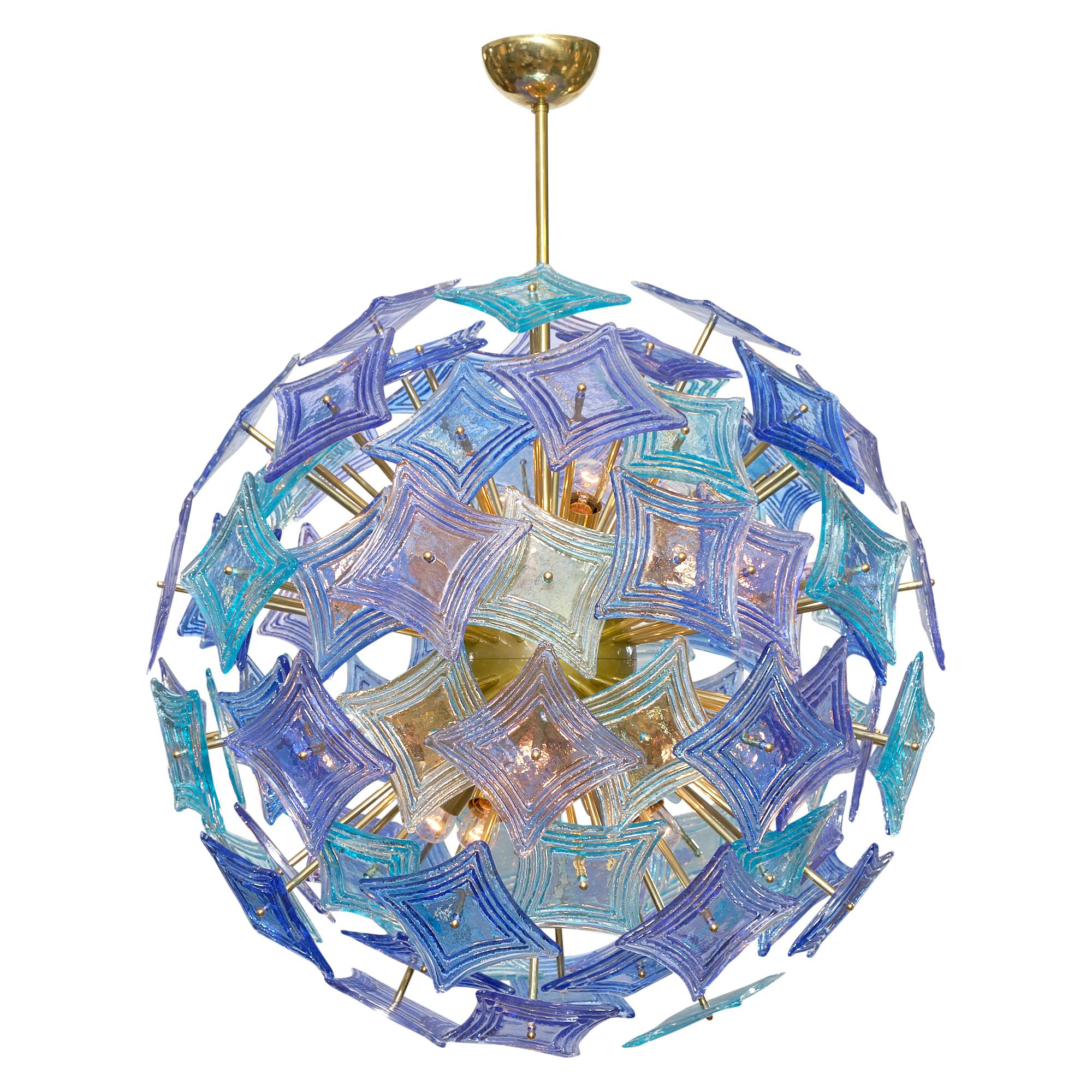 Murano Glass Blue and Purple Sputnik For Sale