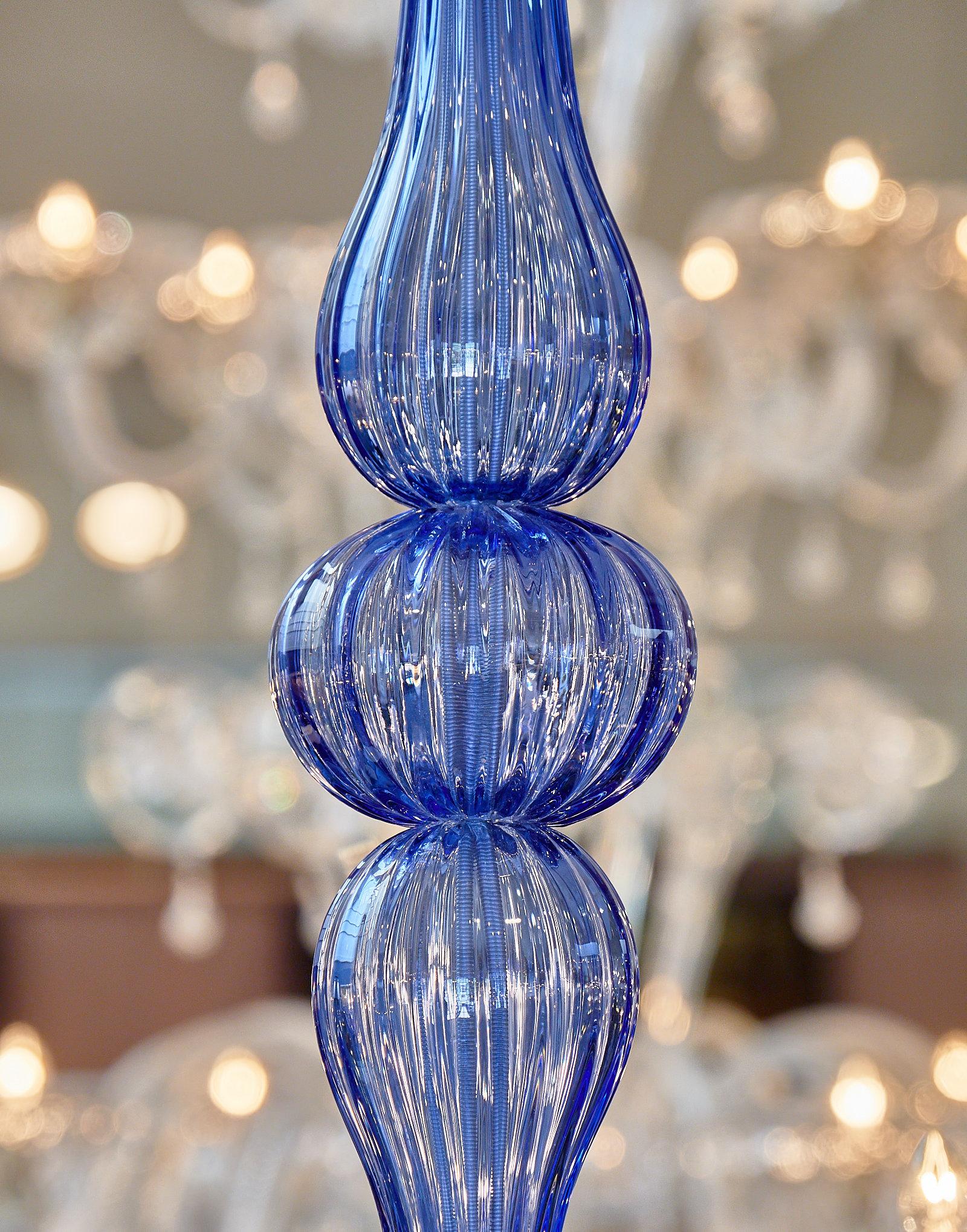 Italian Murano Glass Blue Chandelier
