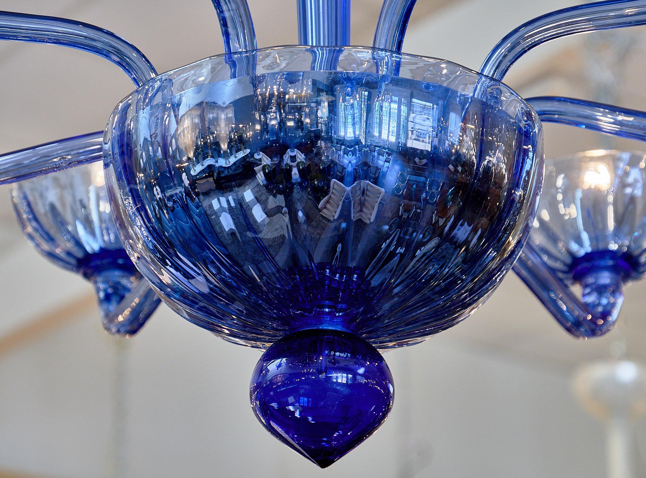Late 20th Century Murano Glass Blue Chandelier