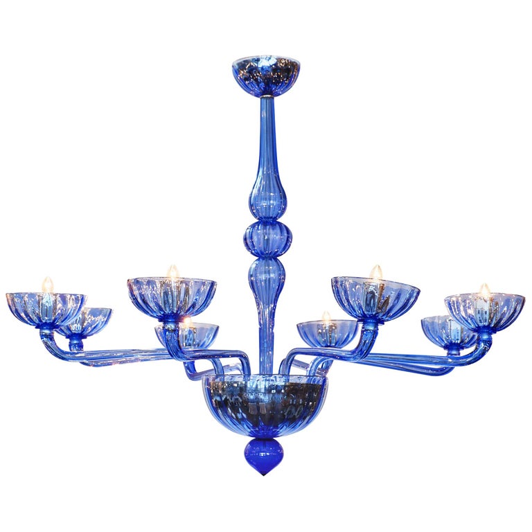 Murano Glass Blue Chandelier at 1stDibs