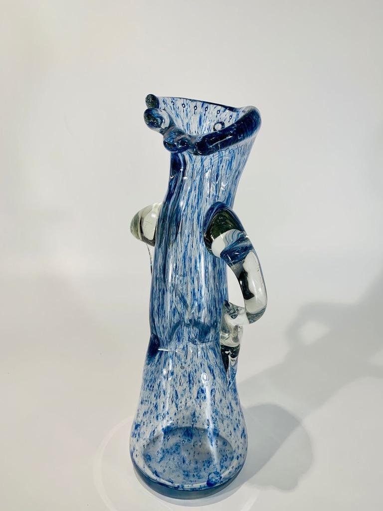italien Vase sculptural en verre de Murano bleu circa 1950 arbre en vente