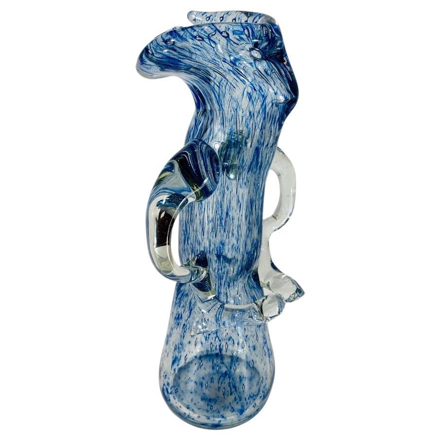 Vase sculptural en verre de Murano bleu circa 1950 arbre en vente