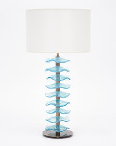 Murano Glass Blue Disc Lamps