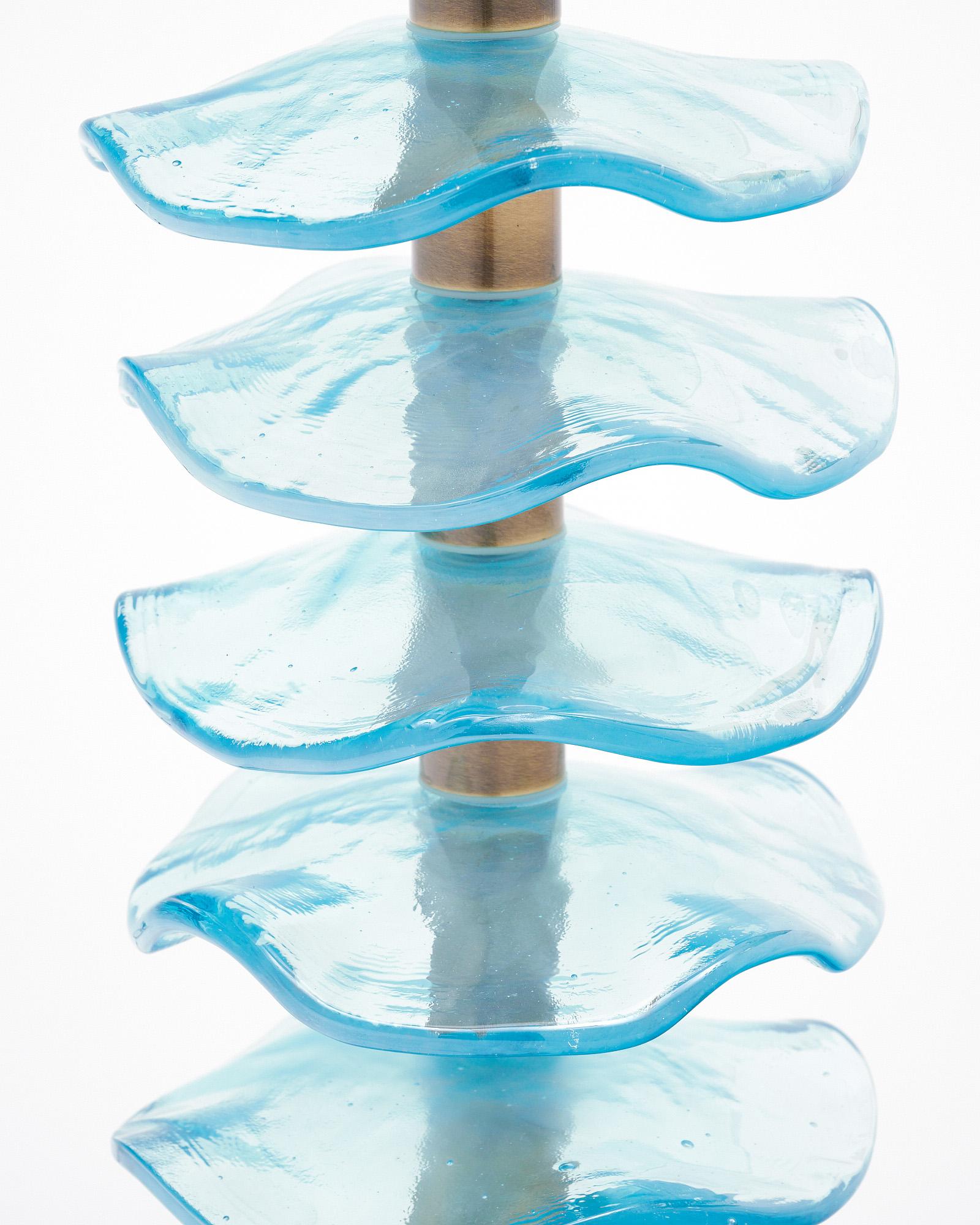Murano Glass Blue Disc Lamps In New Condition For Sale In Austin, TX