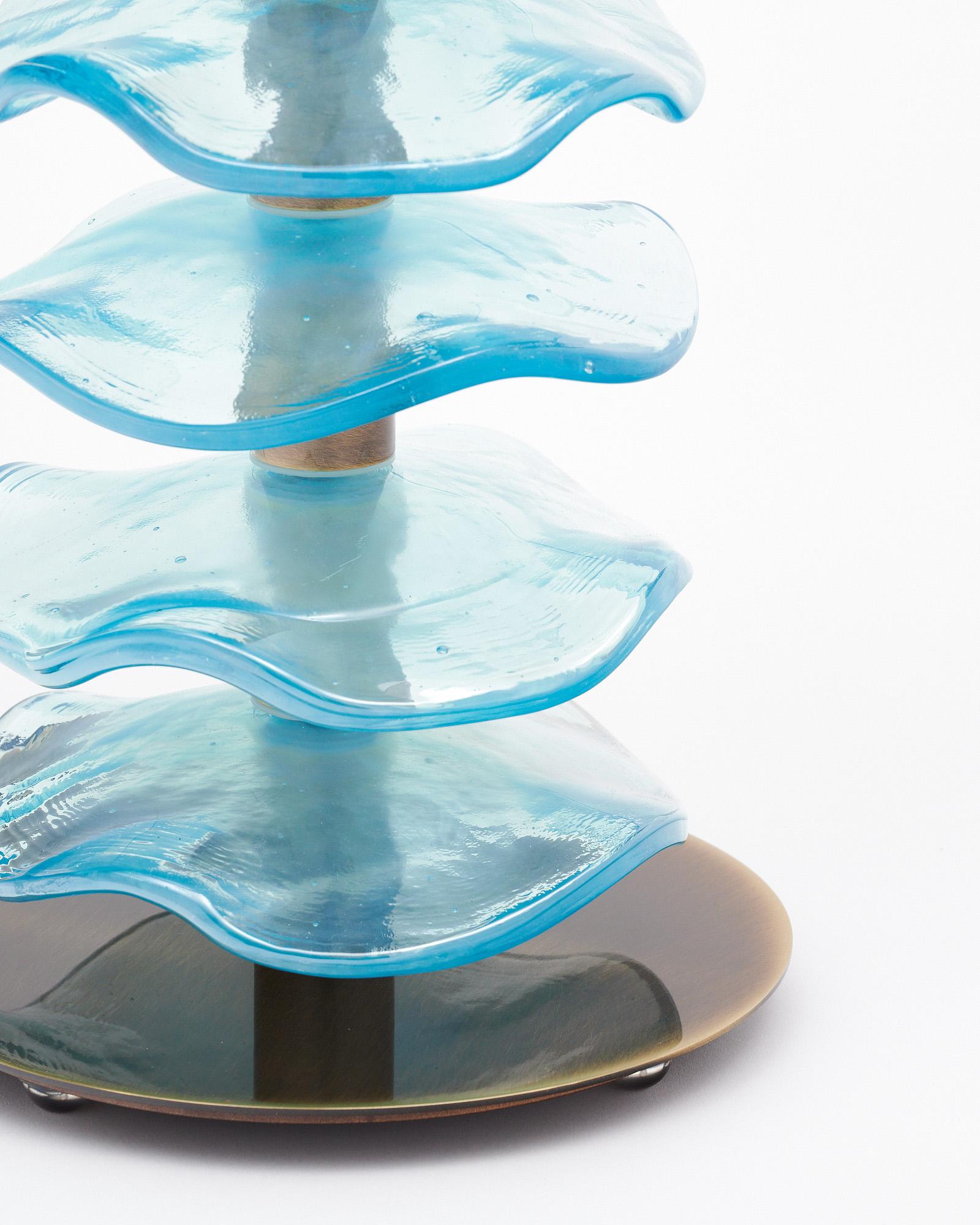 Contemporary Murano Glass Blue Disc Lamps For Sale