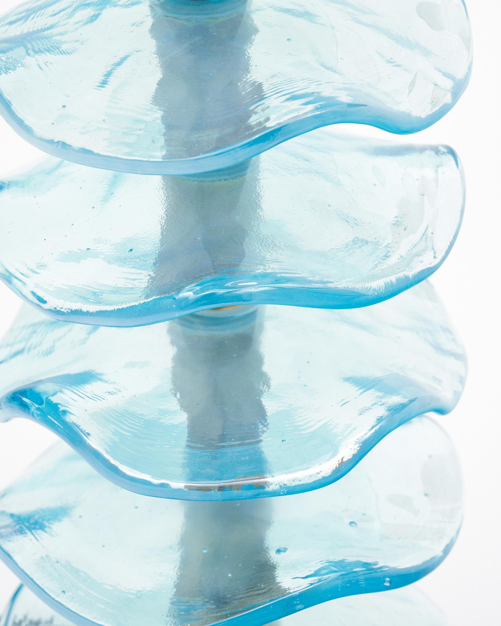 Metal Murano Glass Blue Disc Lamps For Sale