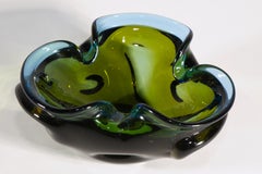 Murano Glass Blue & Green Sommerso Ashtray Bowl, Italy