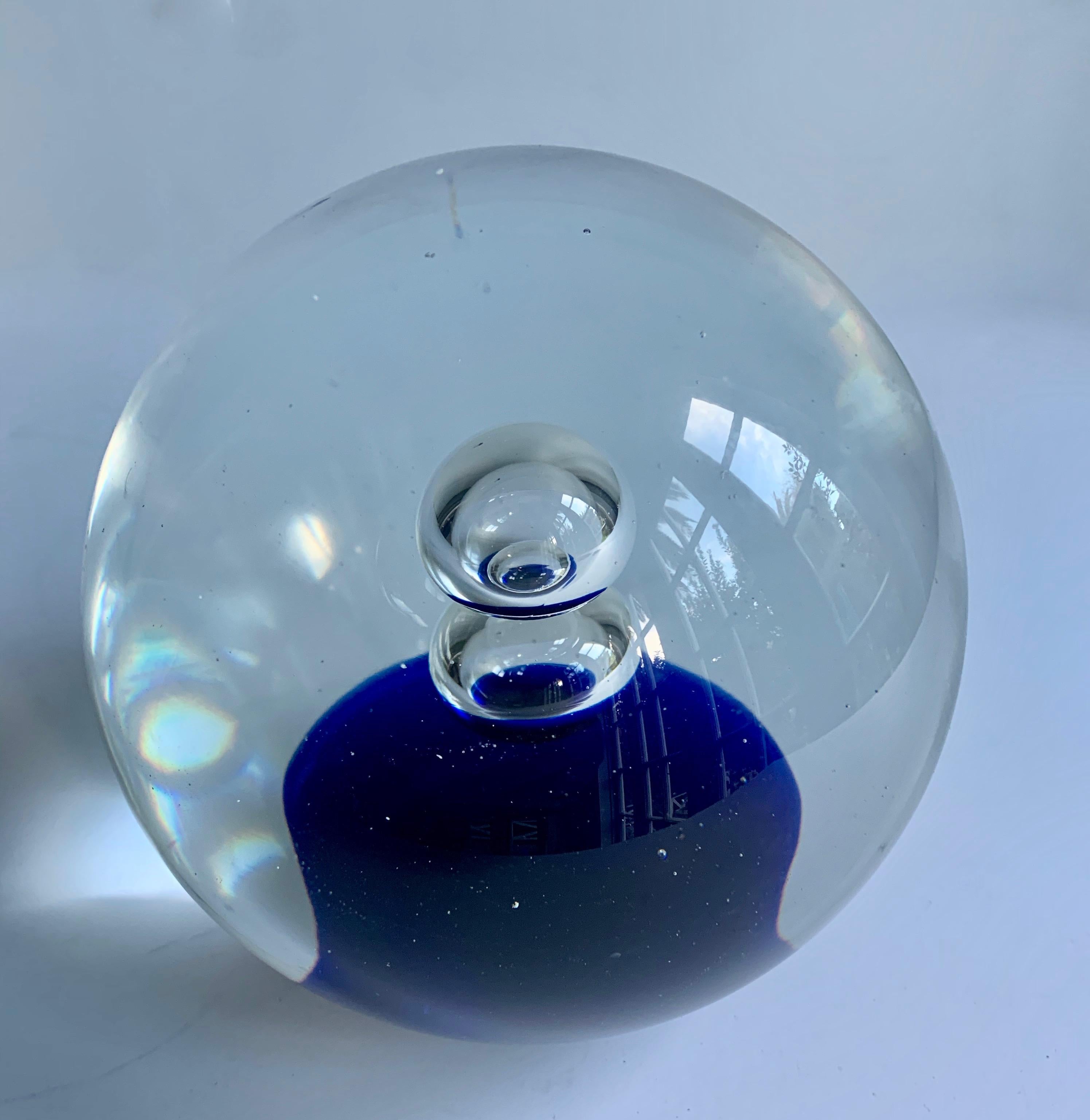 Murano Glass Blue Paperweight In Good Condition In Los Angeles, CA