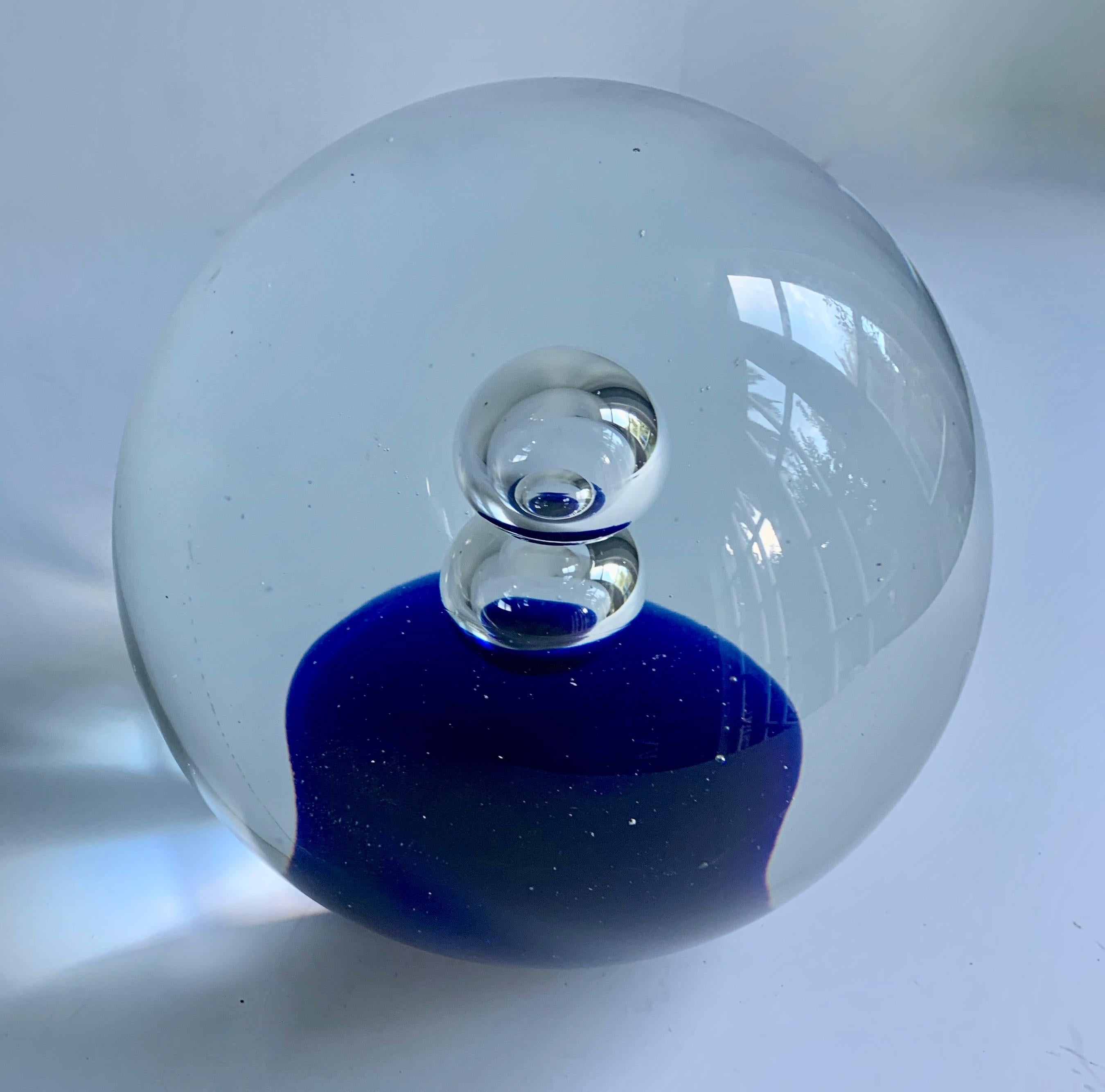 20th Century Murano Glass Blue Paperweight