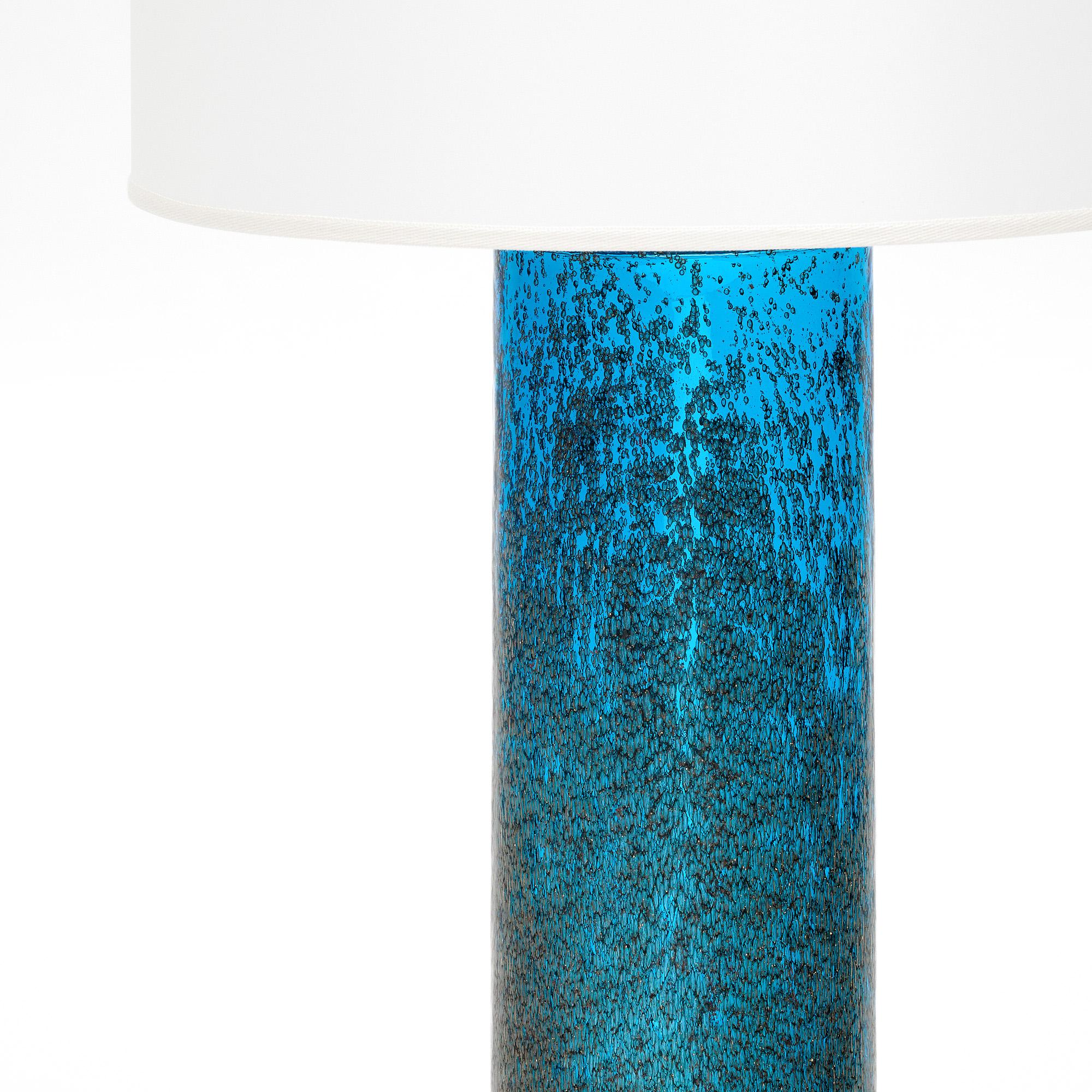Mid-Century Modern Murano Glass Blue “Pulegoso” Lamps For Sale
