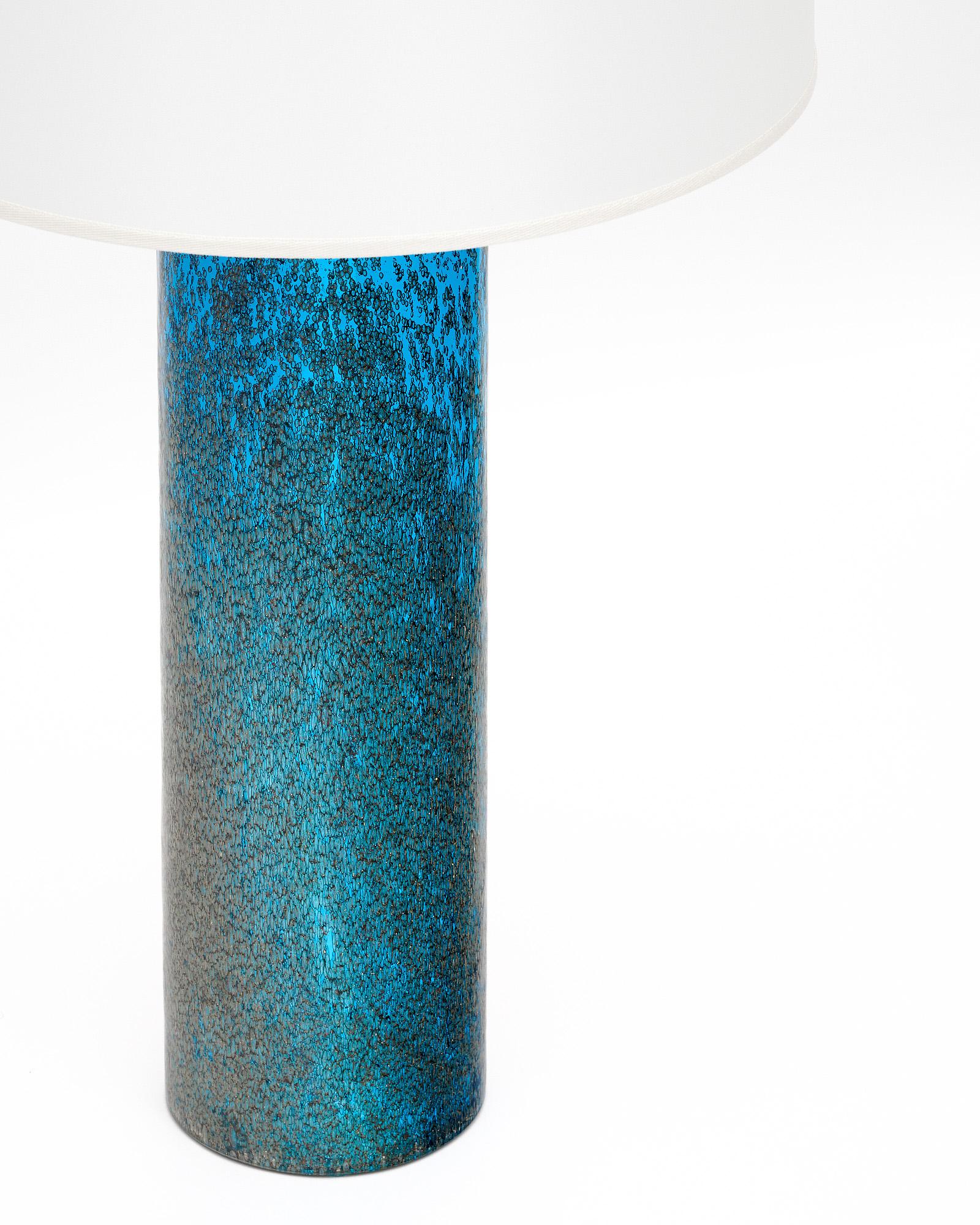 Italian Murano Glass Blue “Pulegoso” Lamps For Sale
