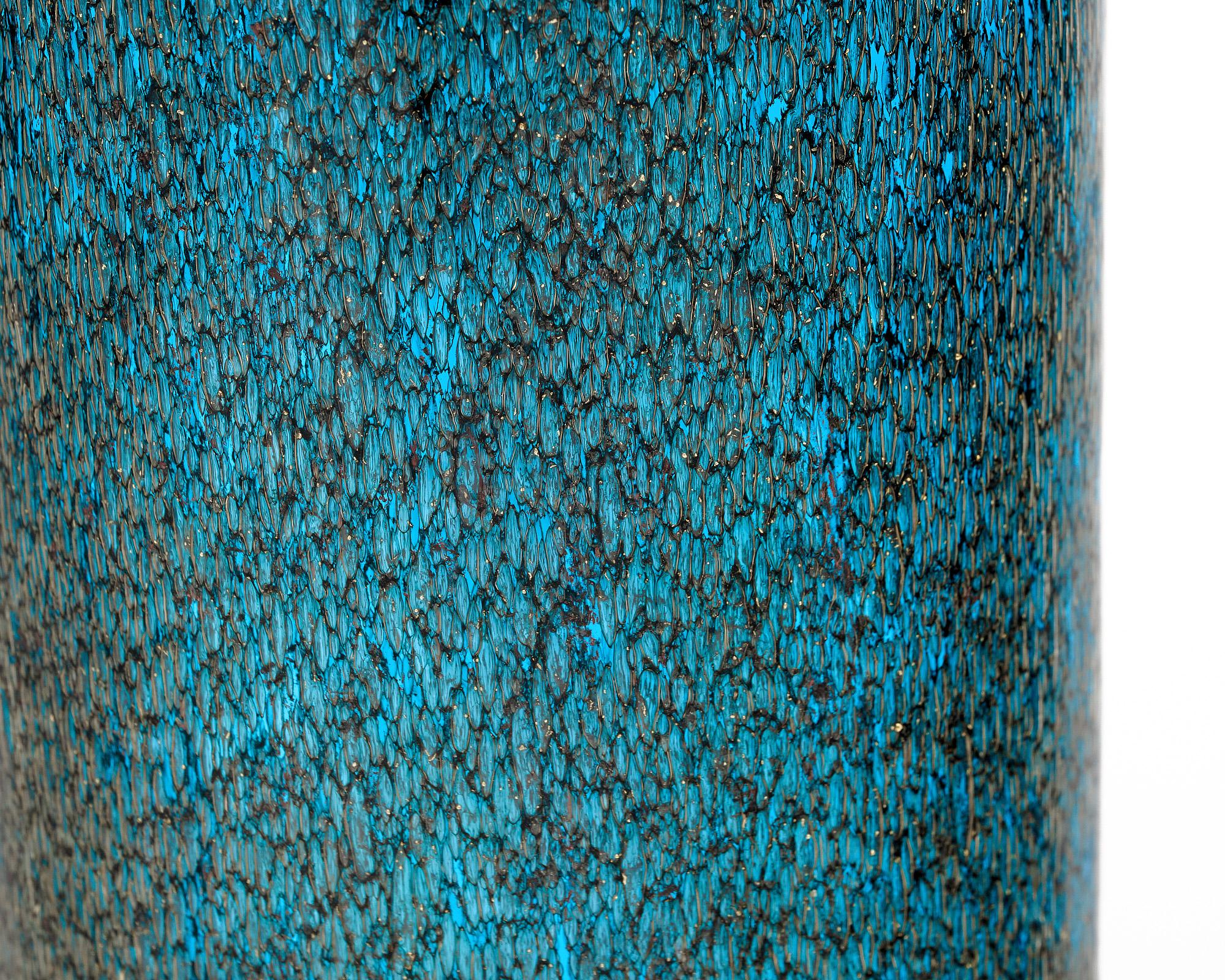 Contemporary Murano Glass Blue “Pulegoso” Lamps For Sale