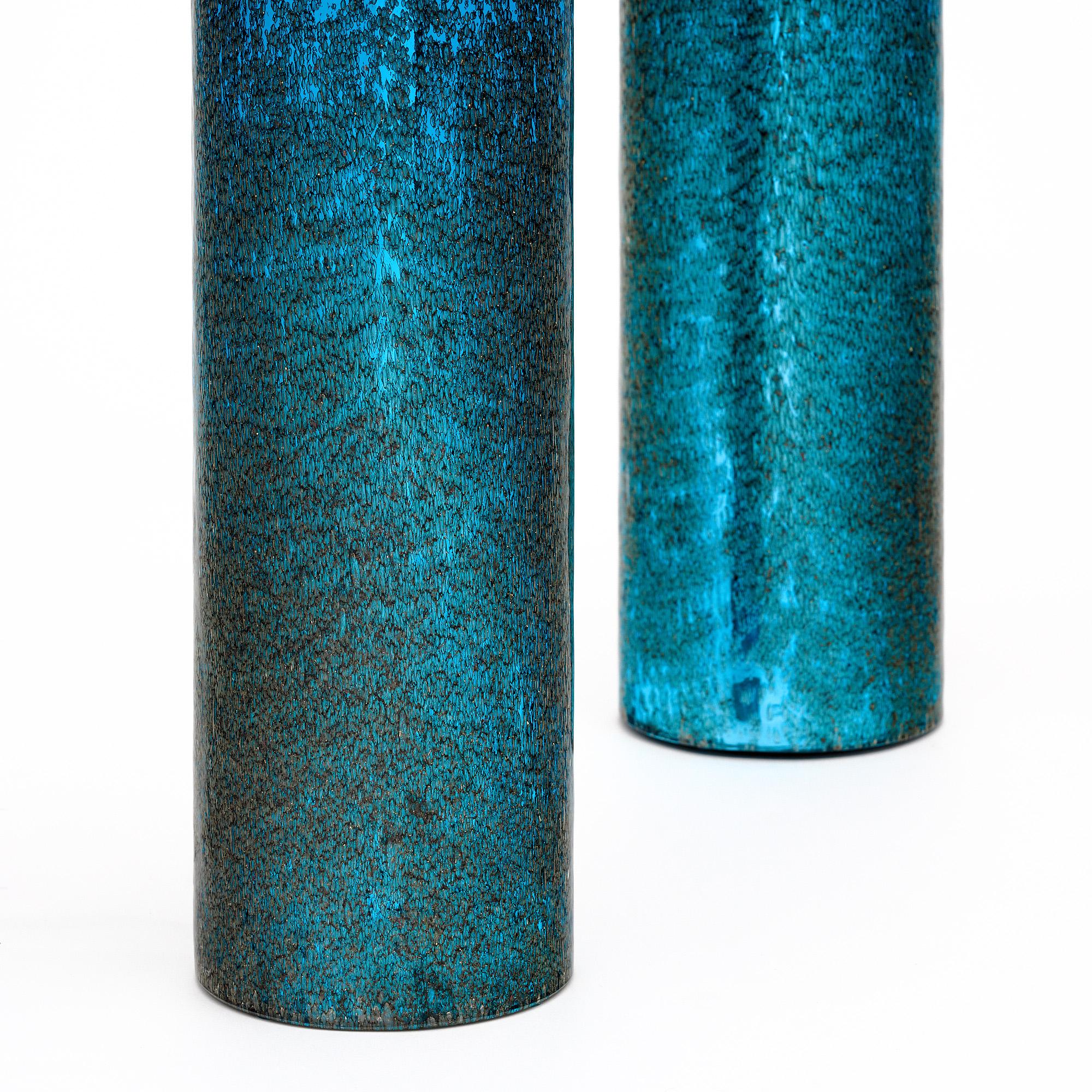 Murano Glass Blue “Pulegoso” Lamps For Sale 1