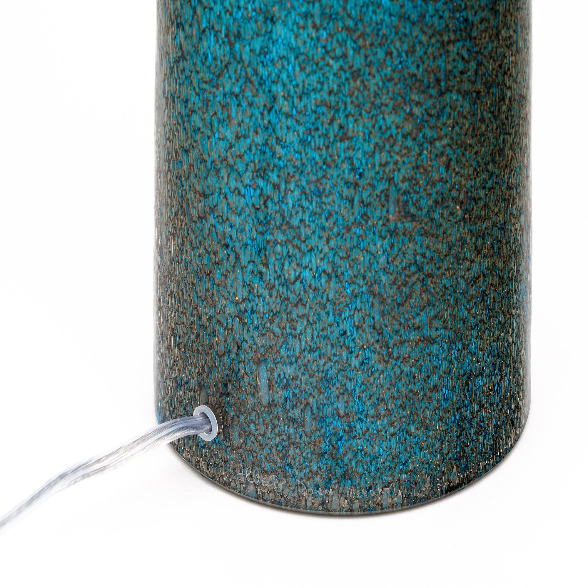 Murano Glass Blue “Pulegoso” Lamps For Sale 3