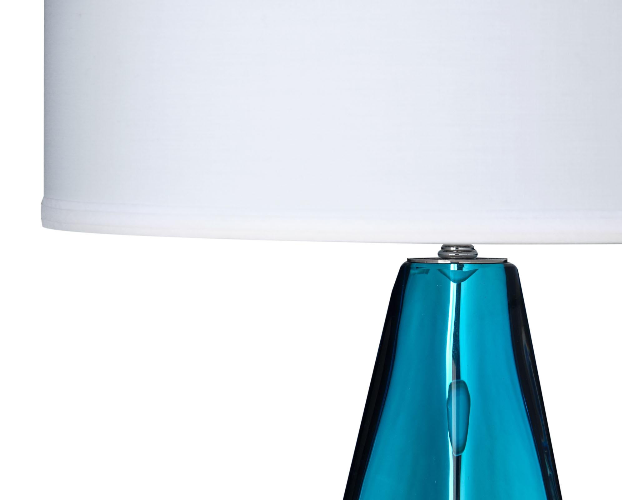 Modern Murano Glass Blue “Specchiate” Lamps For Sale