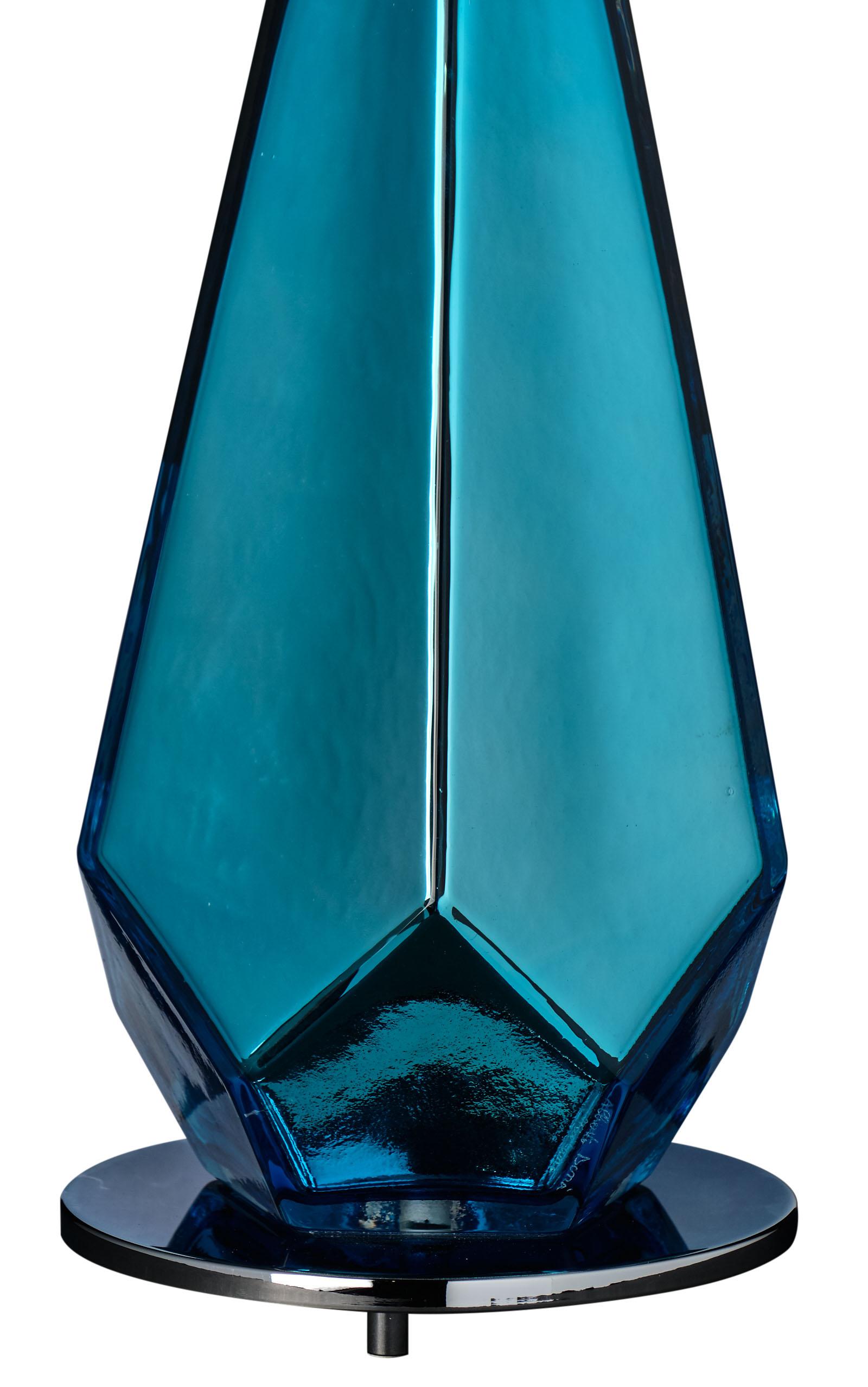 Italian Murano Glass Blue “Specchiate” Lamps