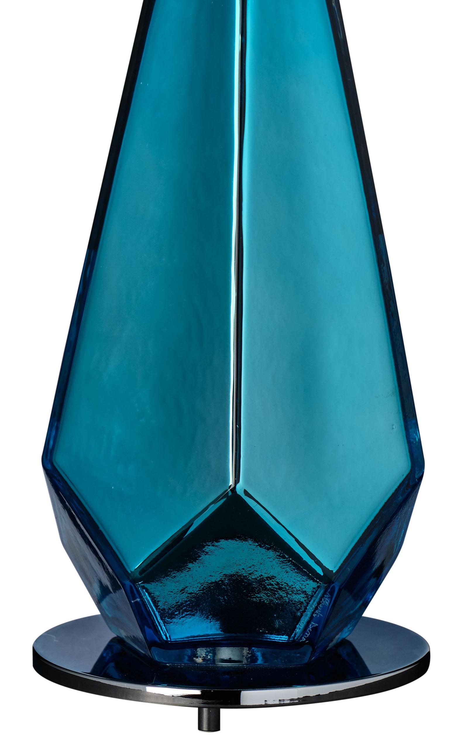 Italian Murano Glass Blue “Specchiate” Lamps For Sale