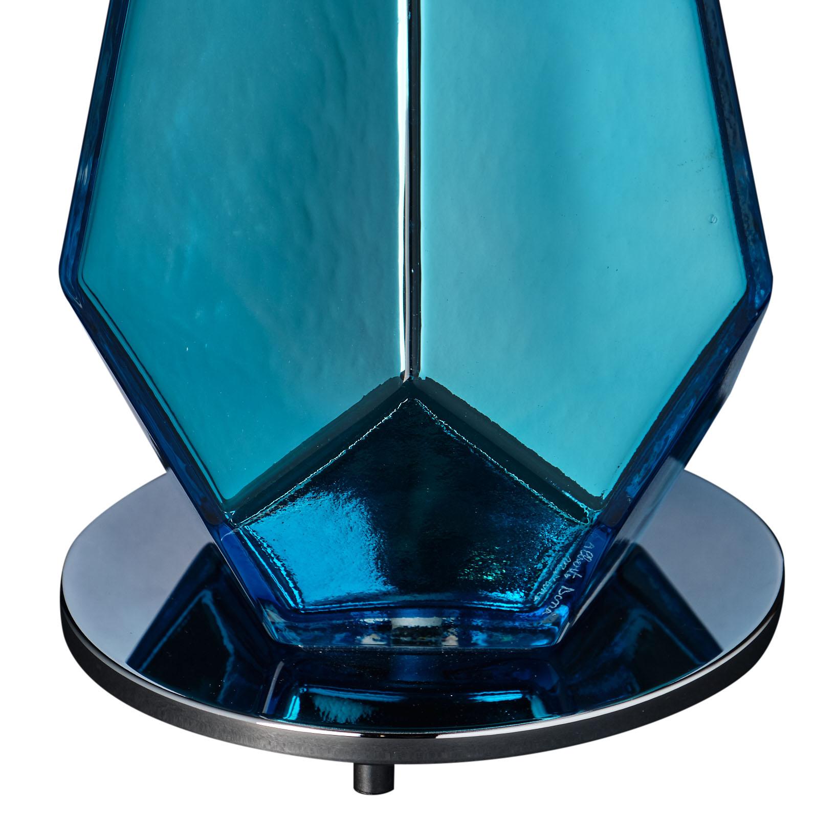 Hand-Crafted Murano Glass Blue “Specchiate” Lamps For Sale