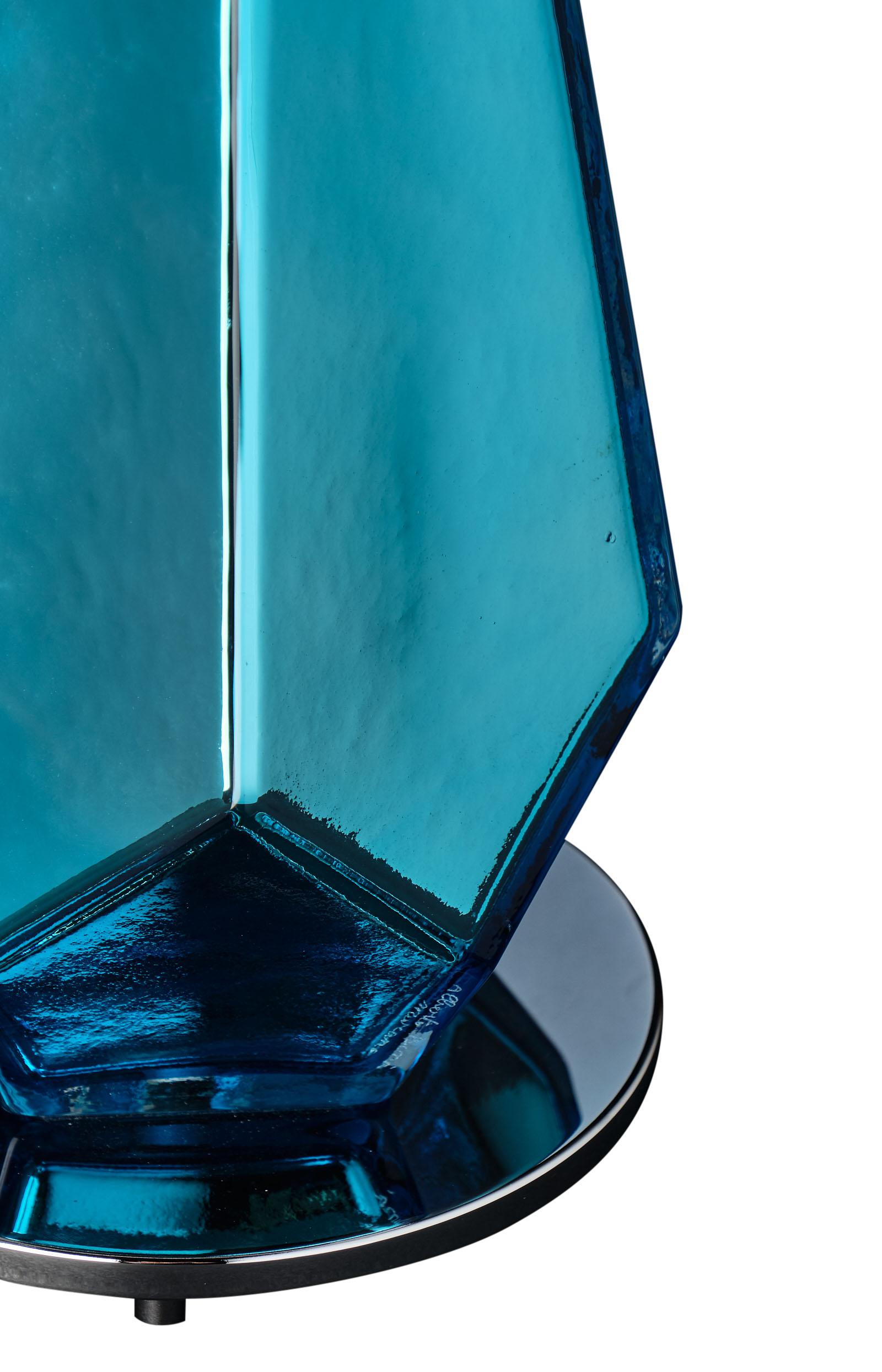 Contemporary Murano Glass Blue “Specchiate” Lamps