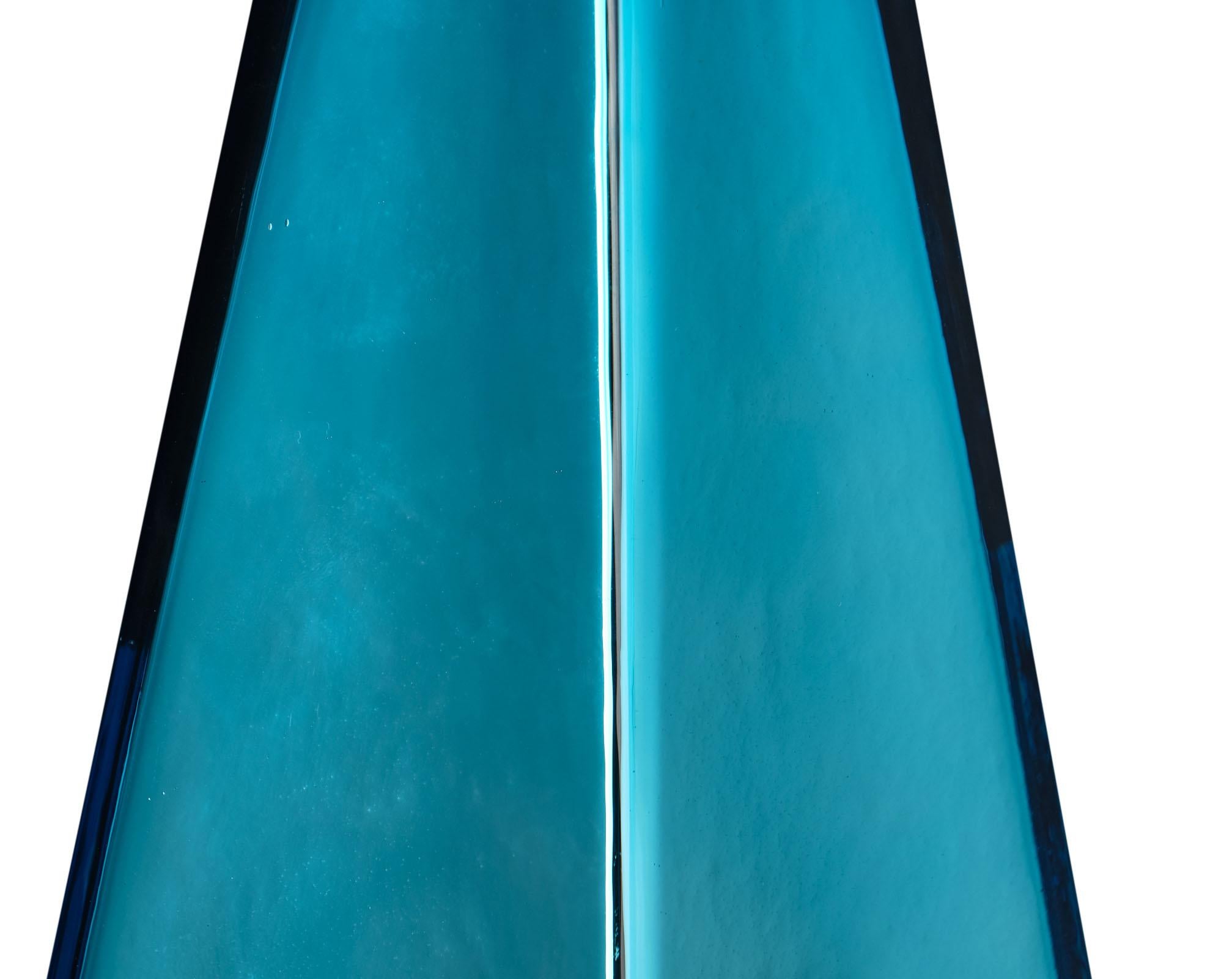 Murano Glass Blue “Specchiate” Lamps 1