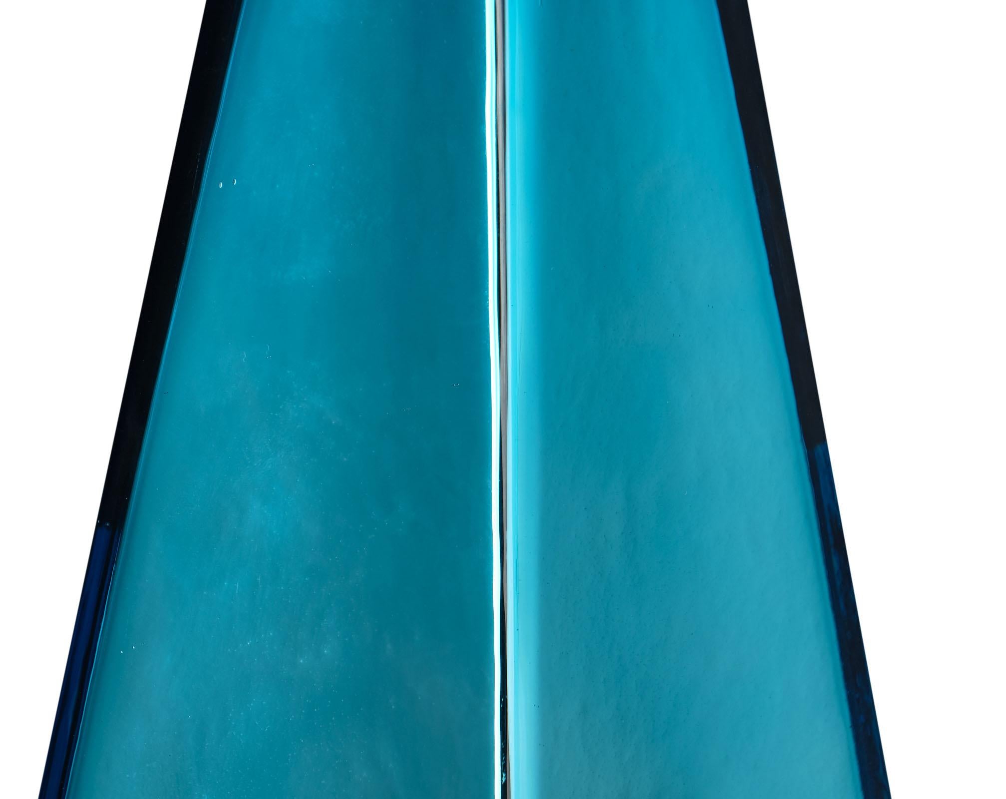 Contemporary Murano Glass Blue “Specchiate” Lamps For Sale