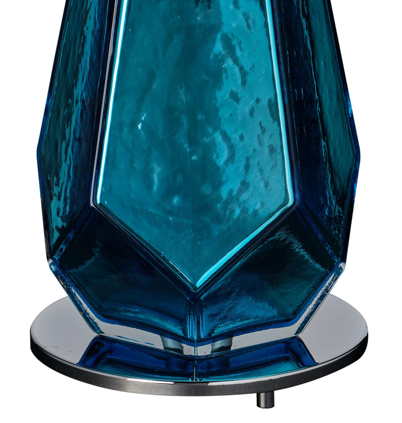 Murano Glass Blue “Specchiate” Lamps 2