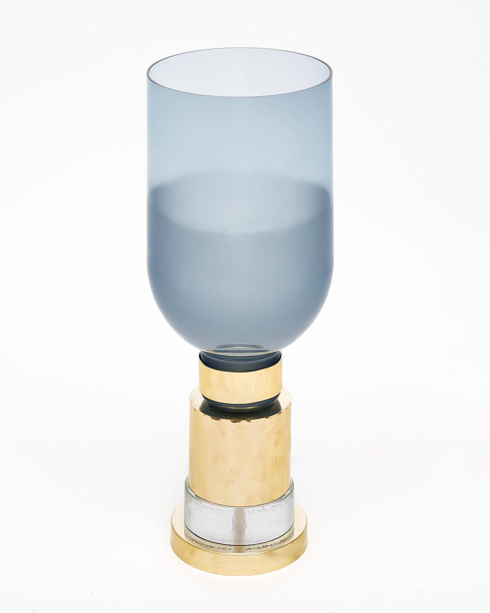 Moderne Lampes urne en verre de Murano bleu en vente